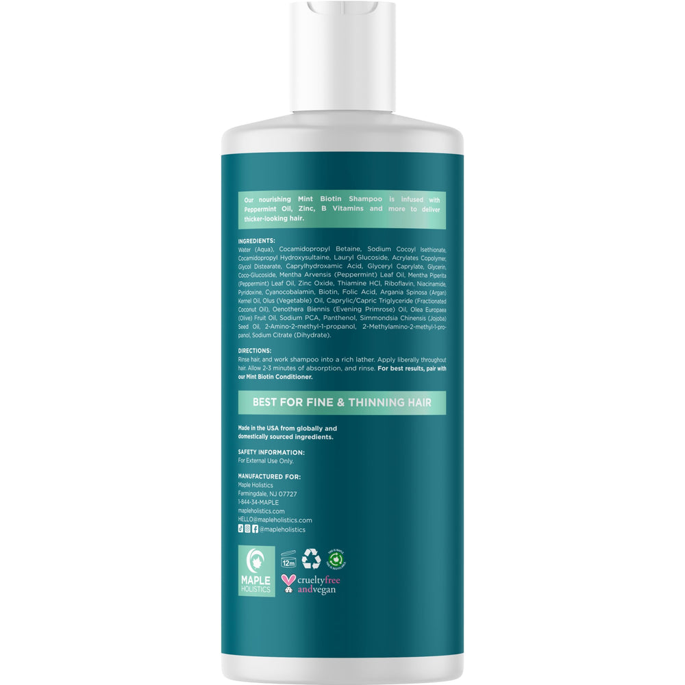Maple Holistics Shampoing Biotine – texture crème, lavage agréable et hydratant.