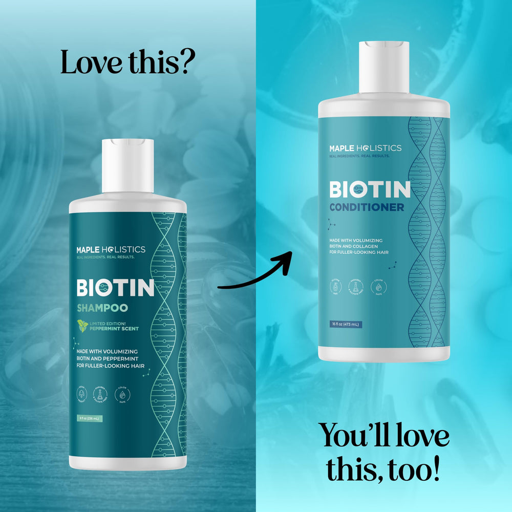 Maple Holistics Shampoing Biotine – volume des cheveux fins après lavage.