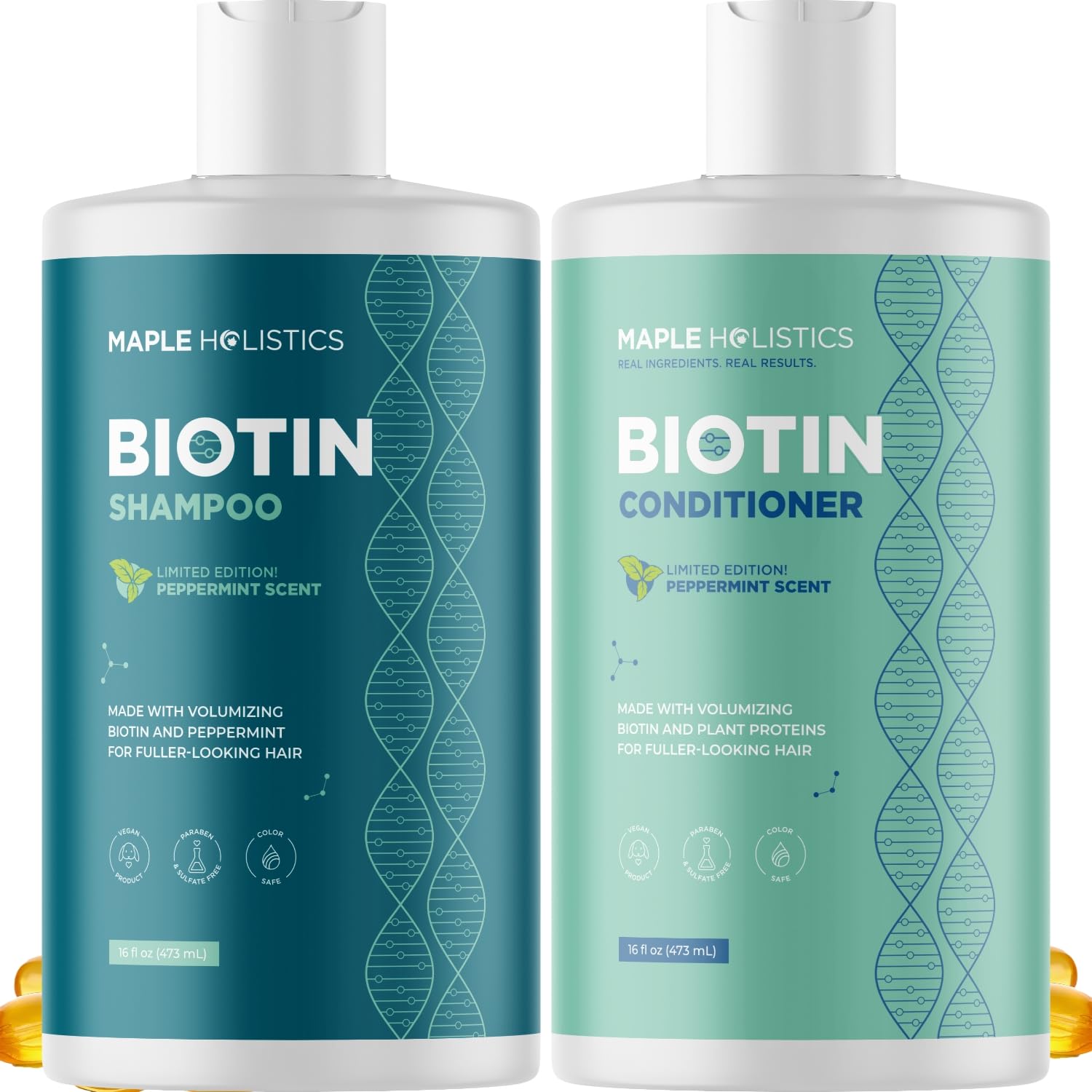 Maple Holistics biotin volumisant shampoo bouteille – stimule le cuir chevelu et donne du volume.