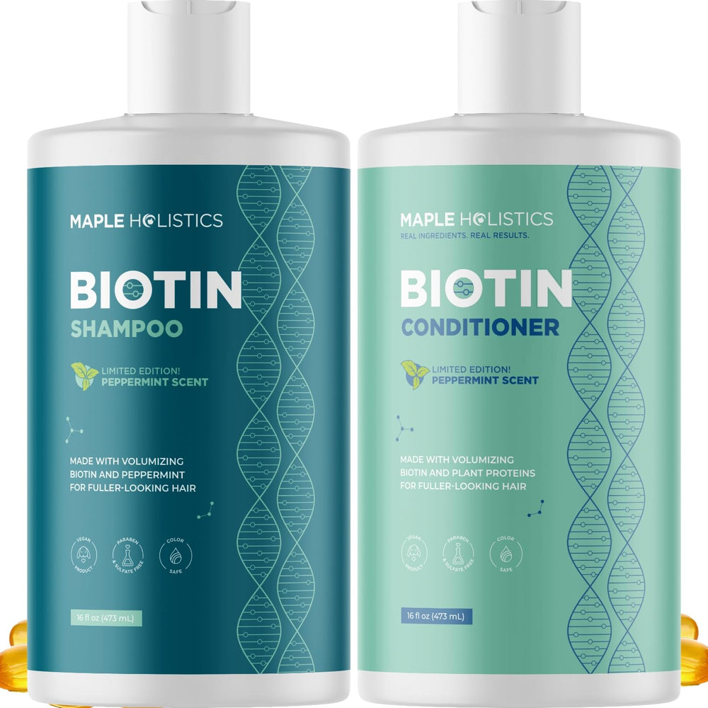 Maple Holistics biotin volumisant shampoo bouteille – stimule le cuir chevelu et donne du volume.