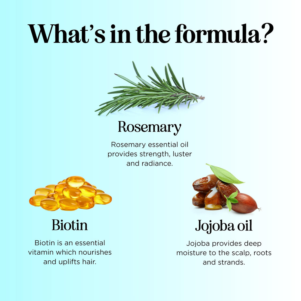 Bouteille romarin biotine Maple Holistics dans cadre naturel.