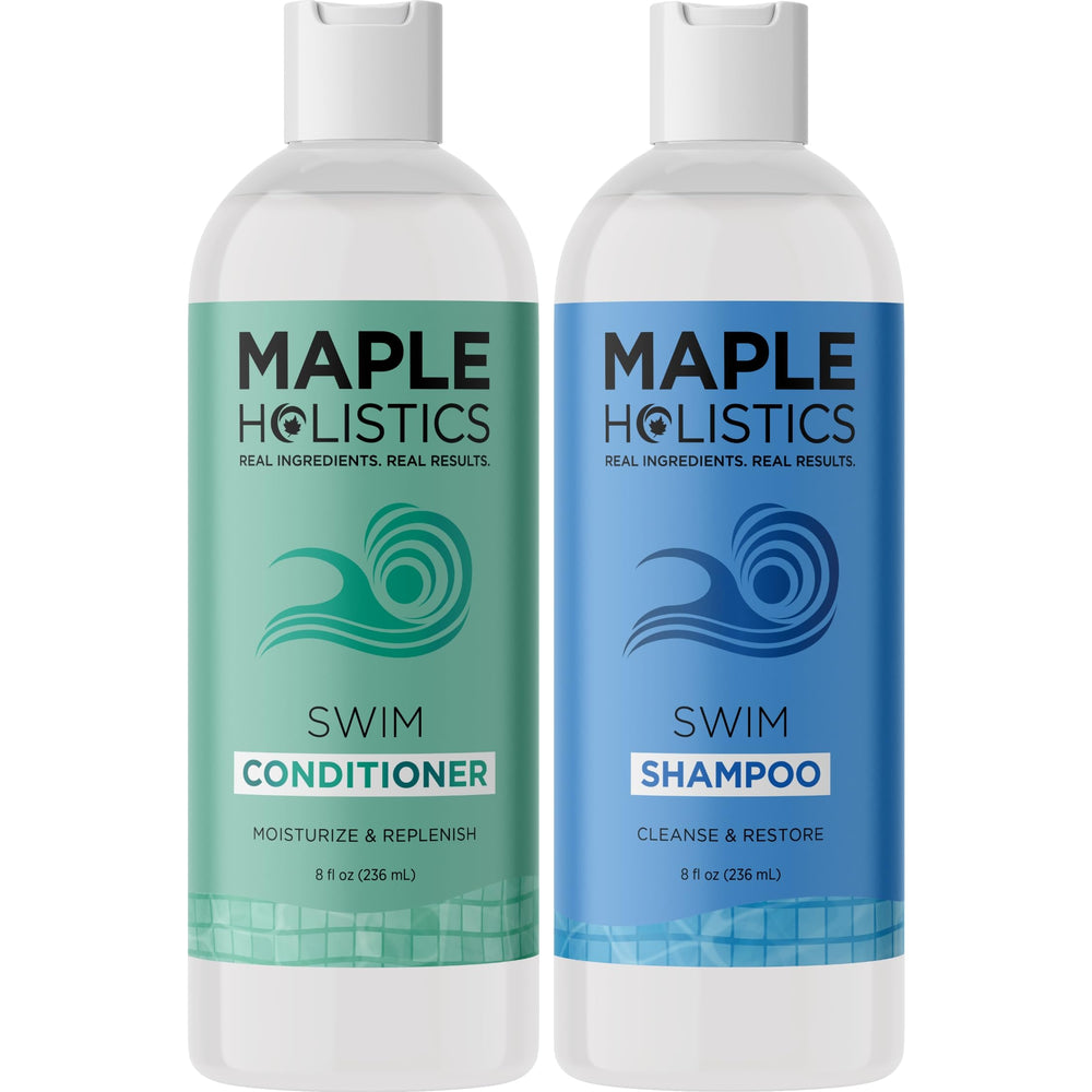 Brillance et douceur après-nage retrouvées grâce à Maple Holistics.
