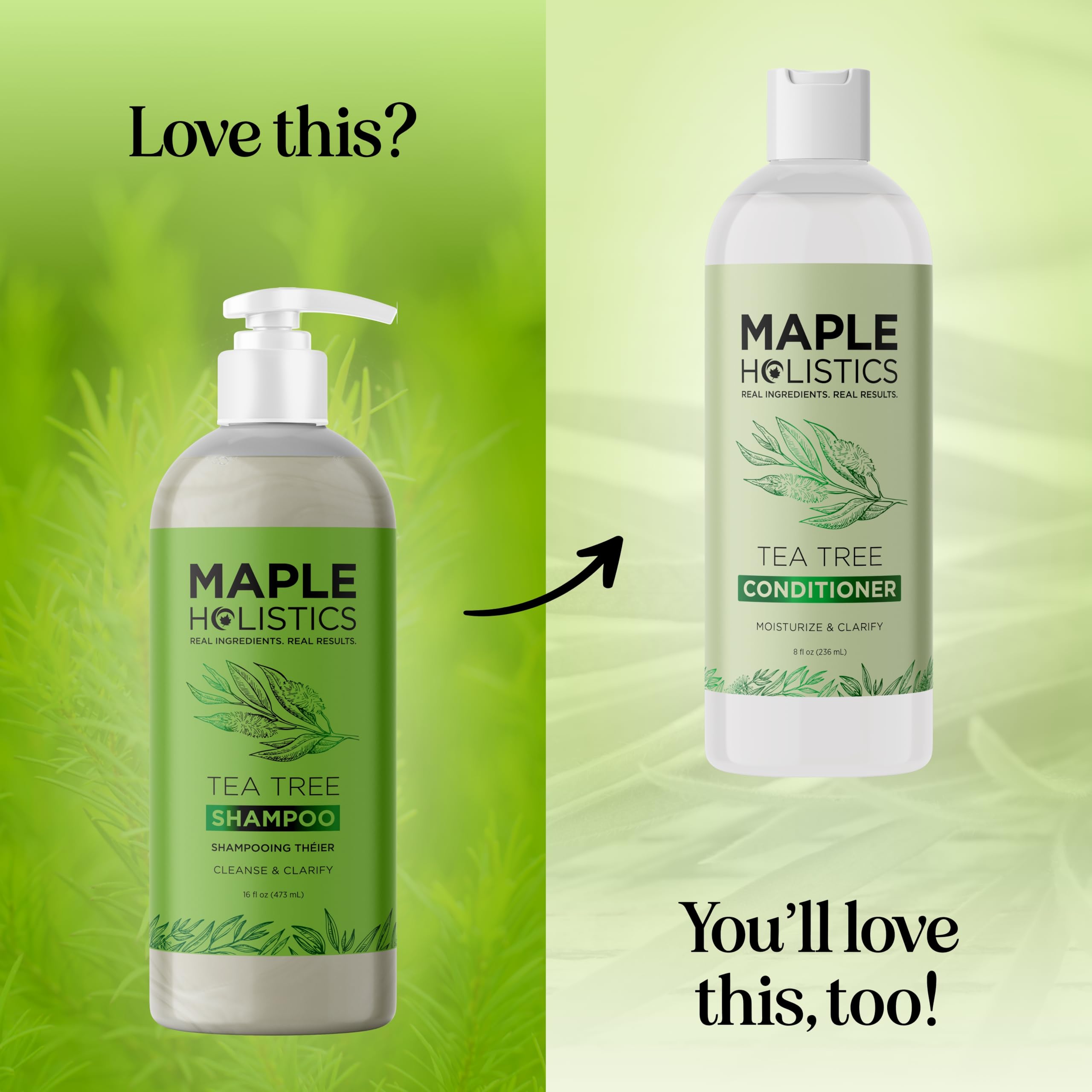 Maple Holistics ingrédients naturels visibles sur l étiquette pour soin doux.