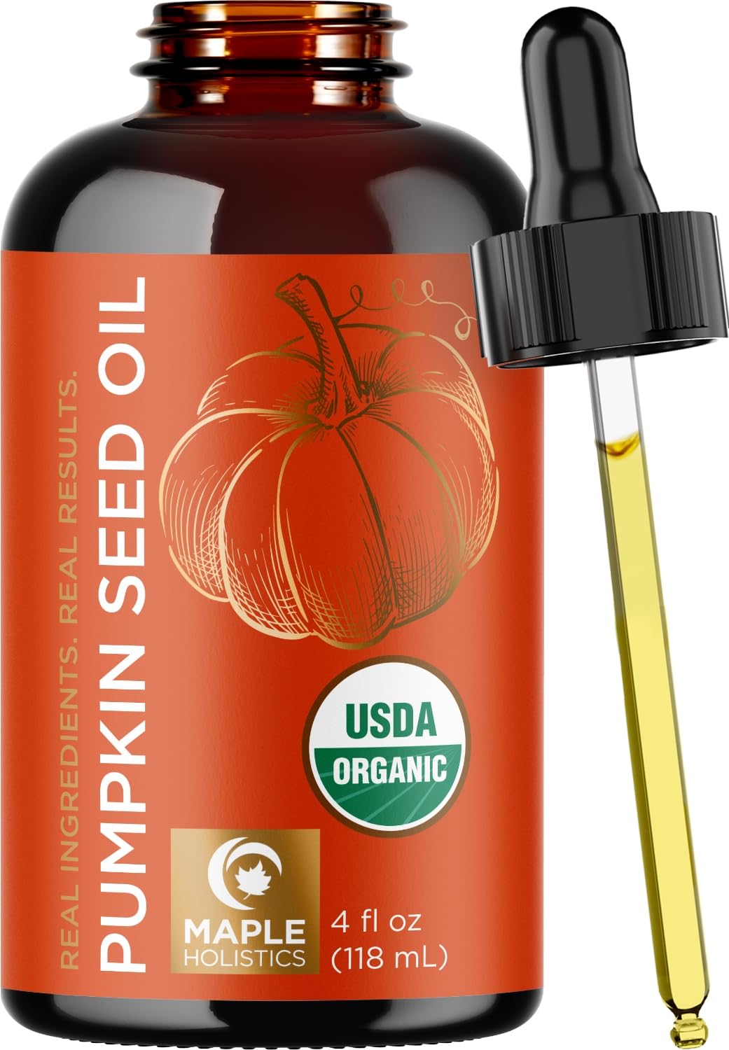 Maple Holistics huile-graines-courge-bouteille : hydratation naturelle pour cheveux et peau.