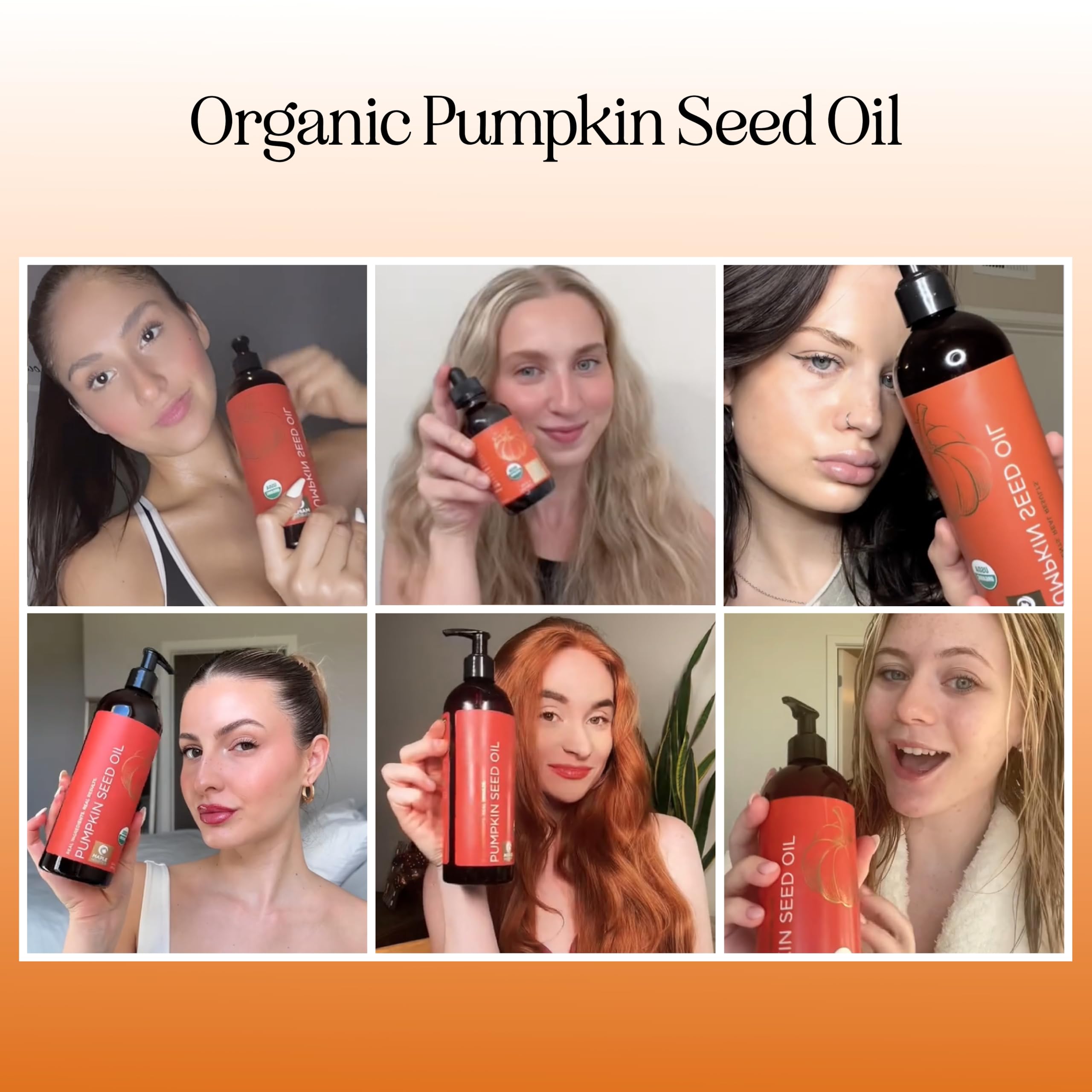 Maple Holistics huile de graines de courge - application cheveux volumineux