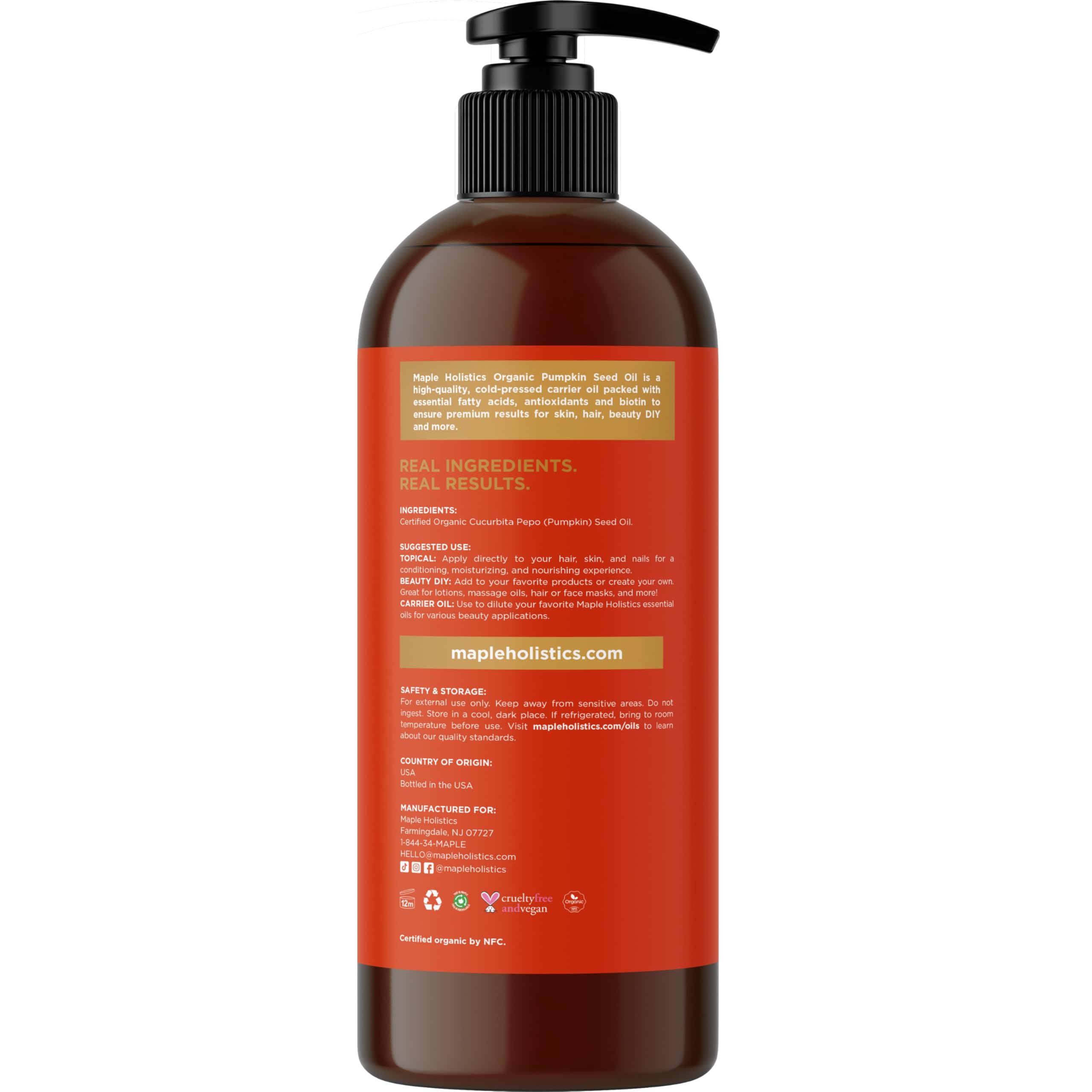 Maple Holistics huile de graines de courge - massage corps nourrissant