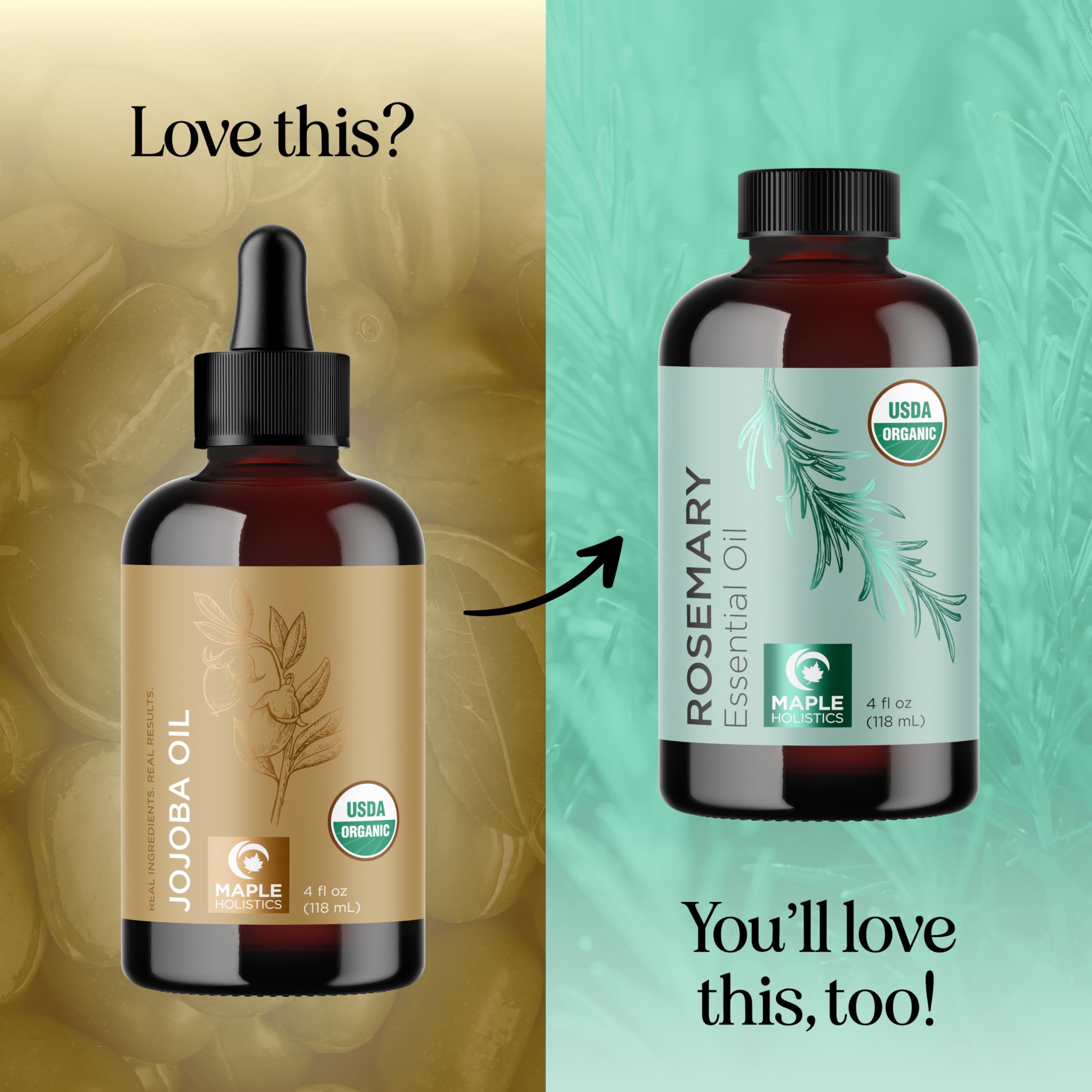 Maple Holistics huile jojoba pour corps, flacon usage quotidien nourrissant