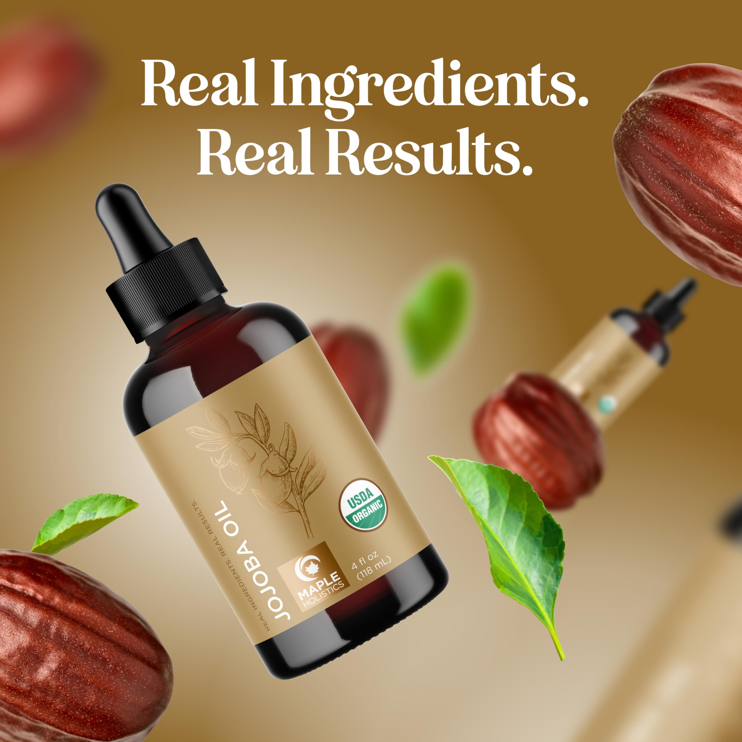 Maple Holistics huile jojoba non OGM, flacon pratique pour routines maison