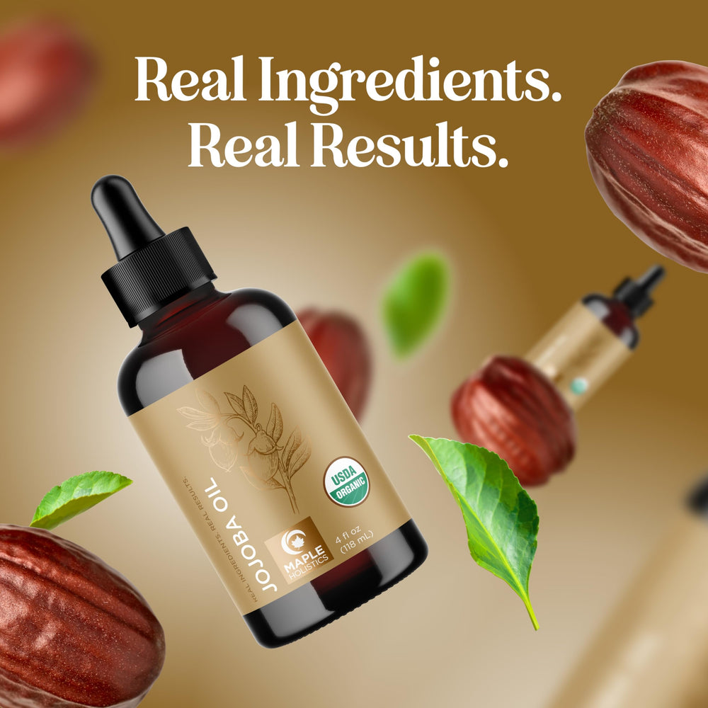 Maple Holistics huile jojoba non OGM, flacon pratique pour routines maison