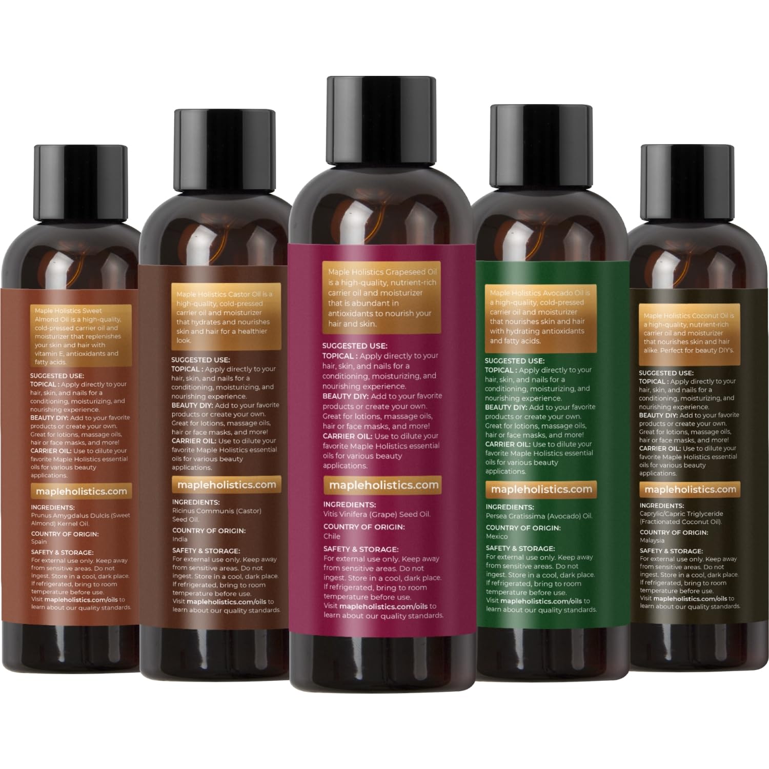 Maple Holistics huile pepins raisins – flacon, texture légère pour peau et cheveux