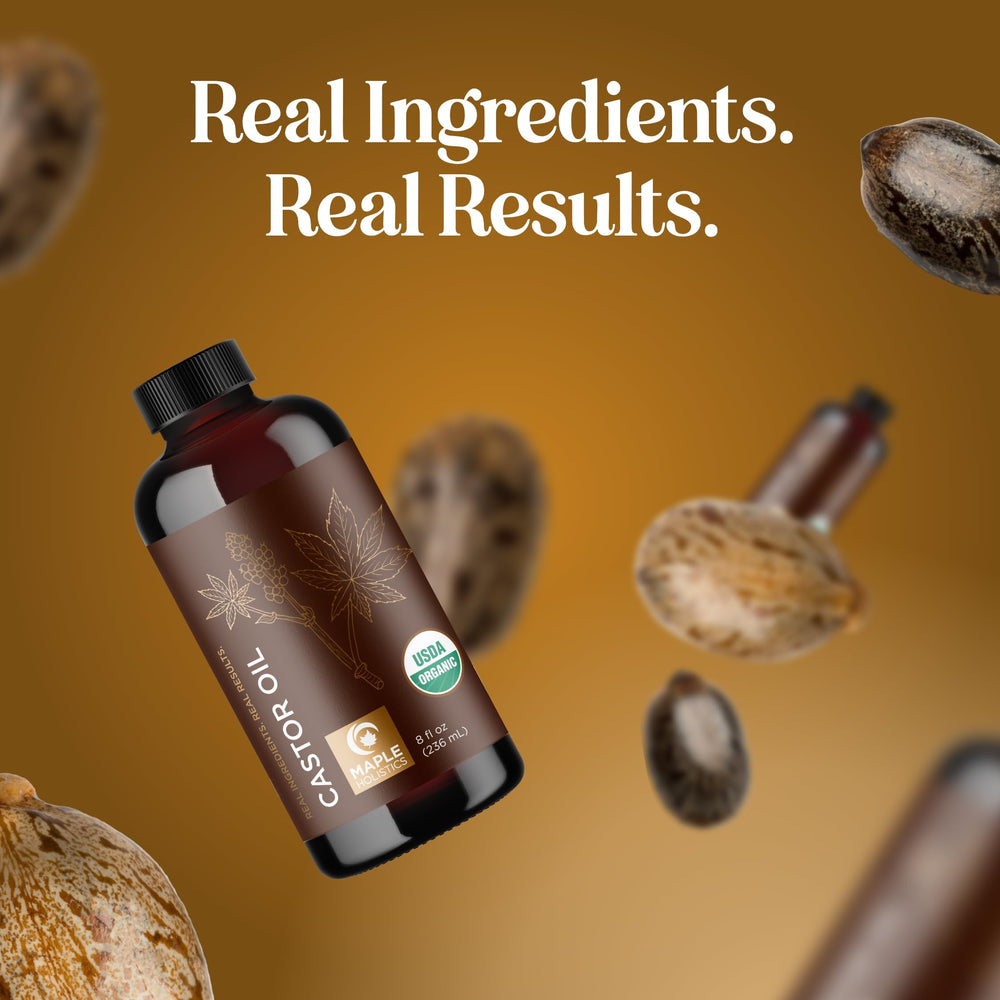 Maple Holistics huile ricin bio - huile appliquée après dermatologue test