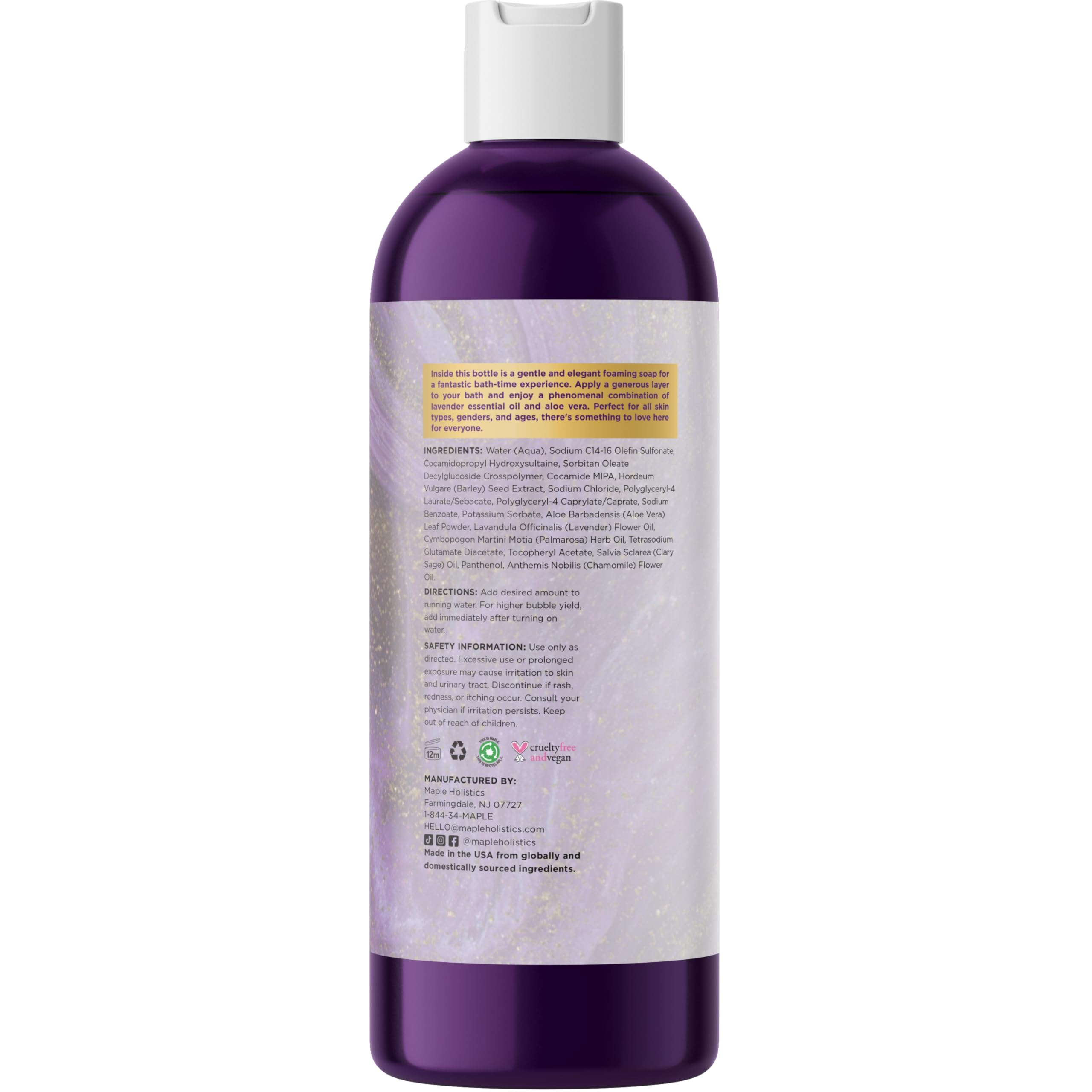 Maple Holistics ingrédients naturels lavande camomille; parfum apaisant.