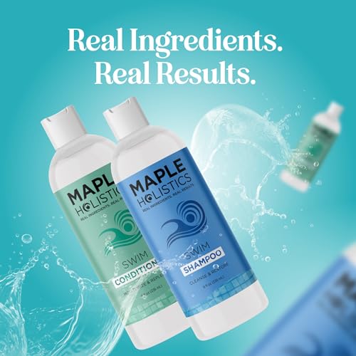 Kit soin cheveux nageurs Maple Holistics, ensemble pratique après natation.