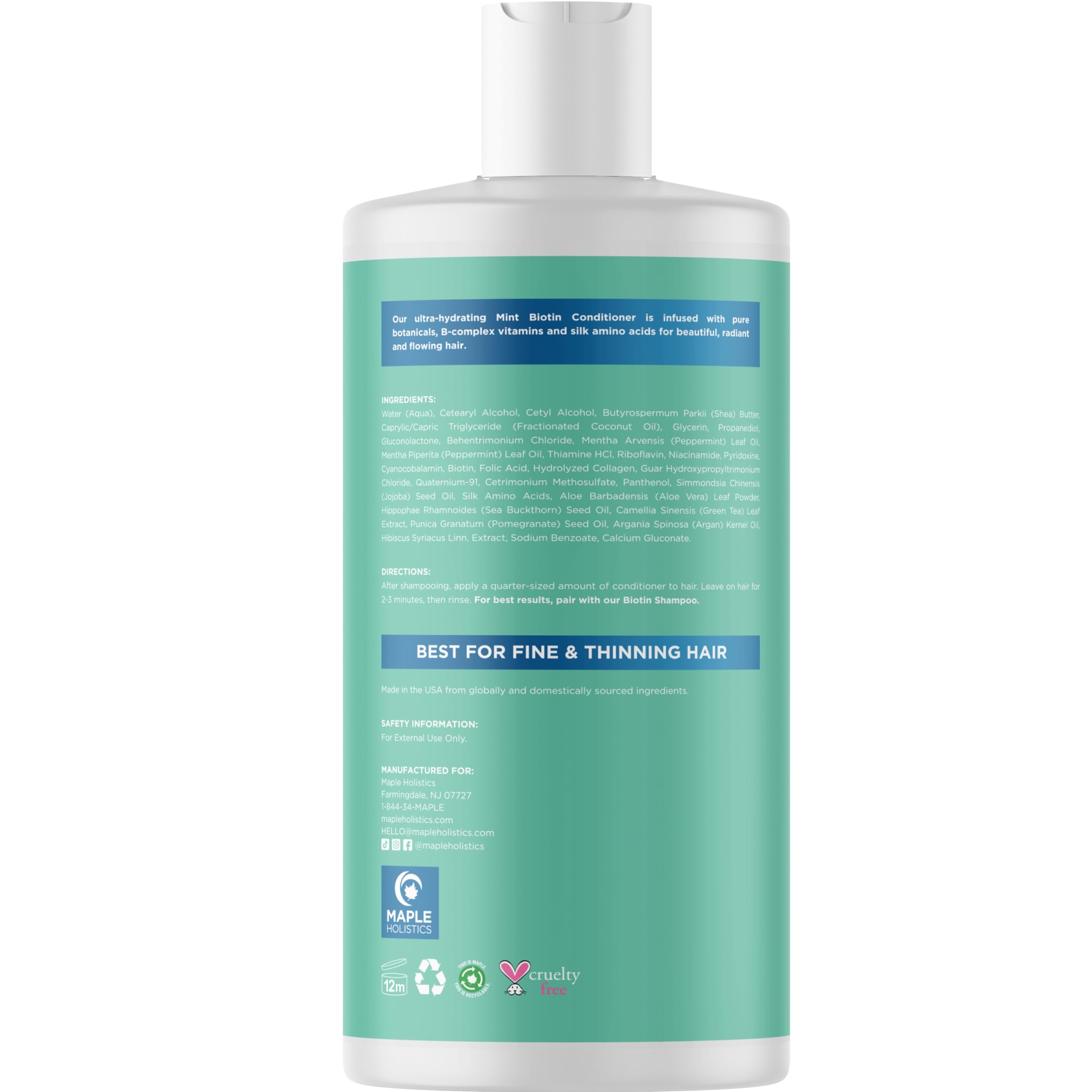 Note menthe rafraîchissante lors de l'application du conditionneur Maple Holistics.