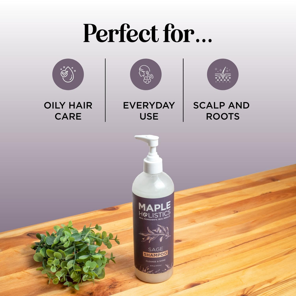 Maple Holistics Shampoing Sage et Romarin – cuir chevelu propre après rinçage