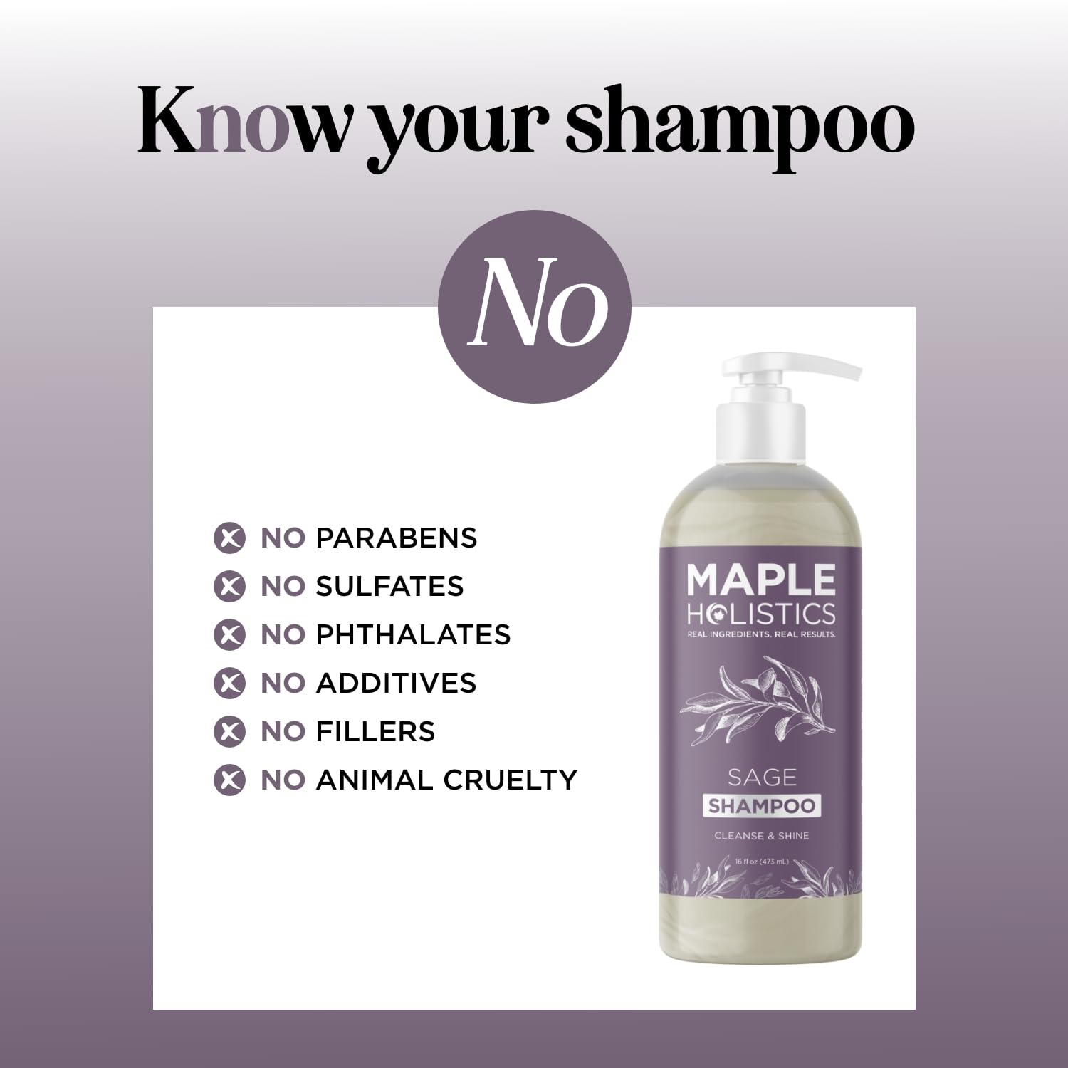 Maple Holistics Shampoing Sage et Romarin – ingrédients naturels pour cheveux sains