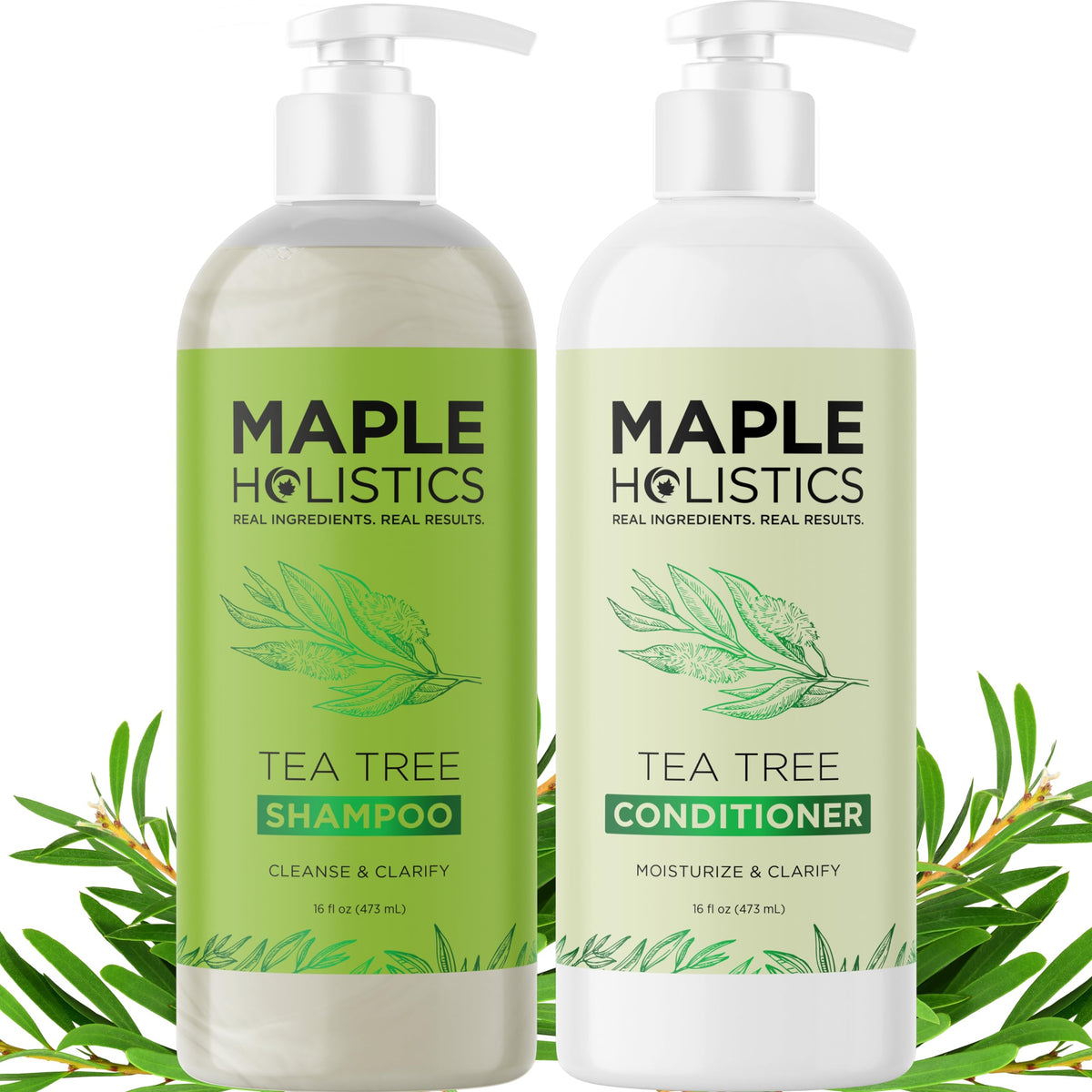 Maple Holistics Shampoing Arbre à Thé : bouteille prête pour l'utilisation