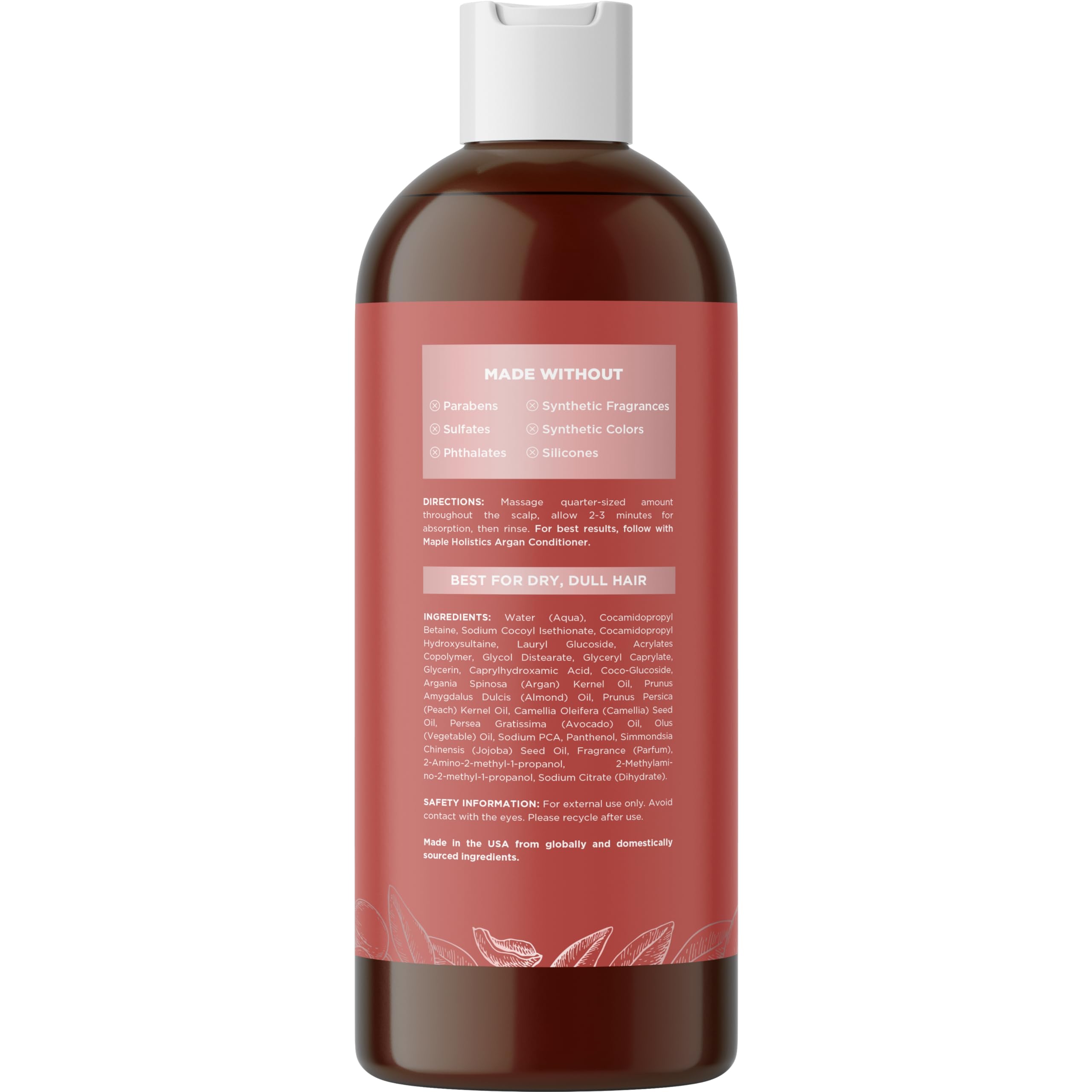 Maple Holistics Shampoing Argan contre-frisottis: réduction des frisottis et brillance
