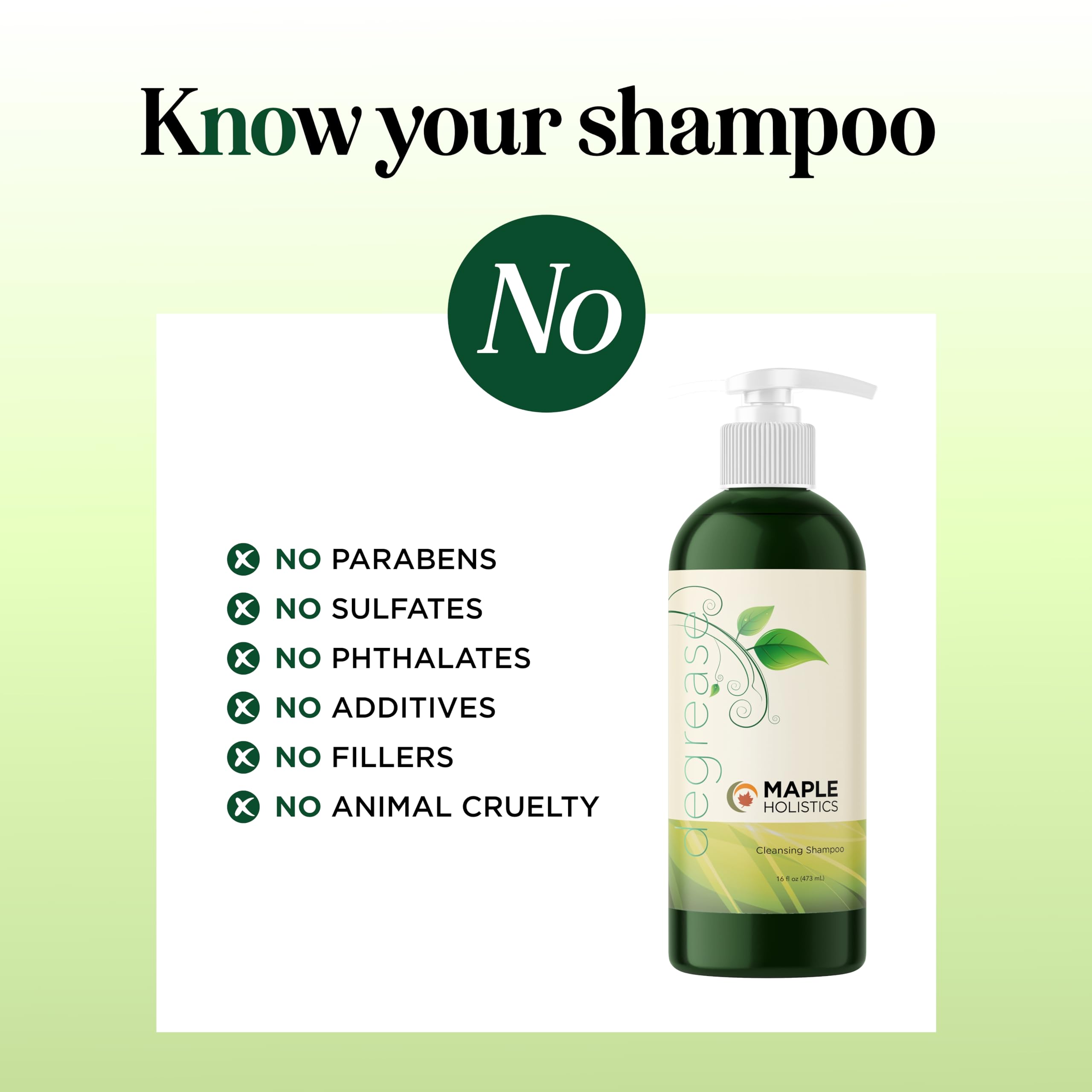 Ingrédients naturels visibles dans le Shampoing Maple Holistics pour cuir chevelu sain.
