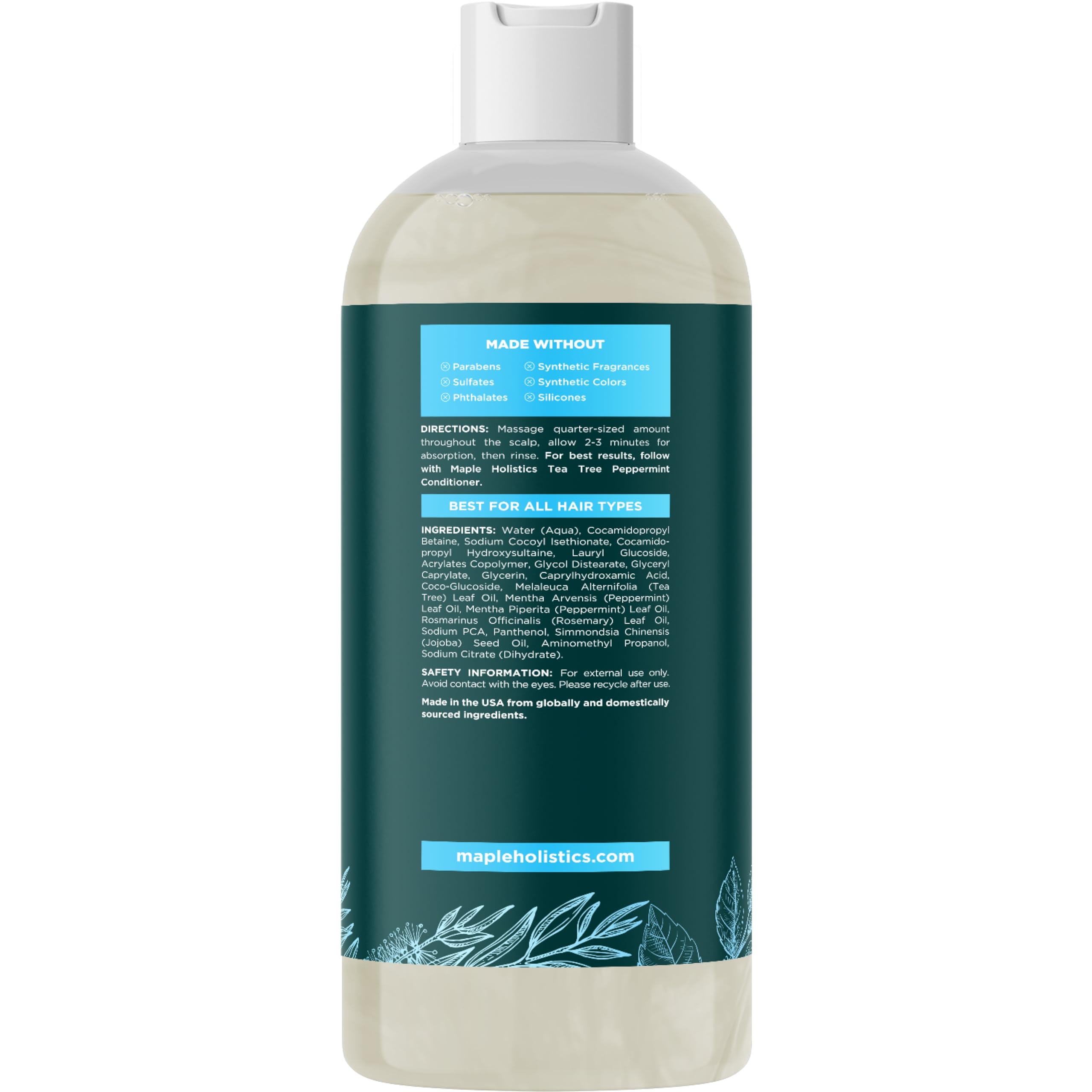 Maple Holistics Shampoing romarin-arbre-a-the-menthe-odeur-frais: senteurs rafraîchissantes en action