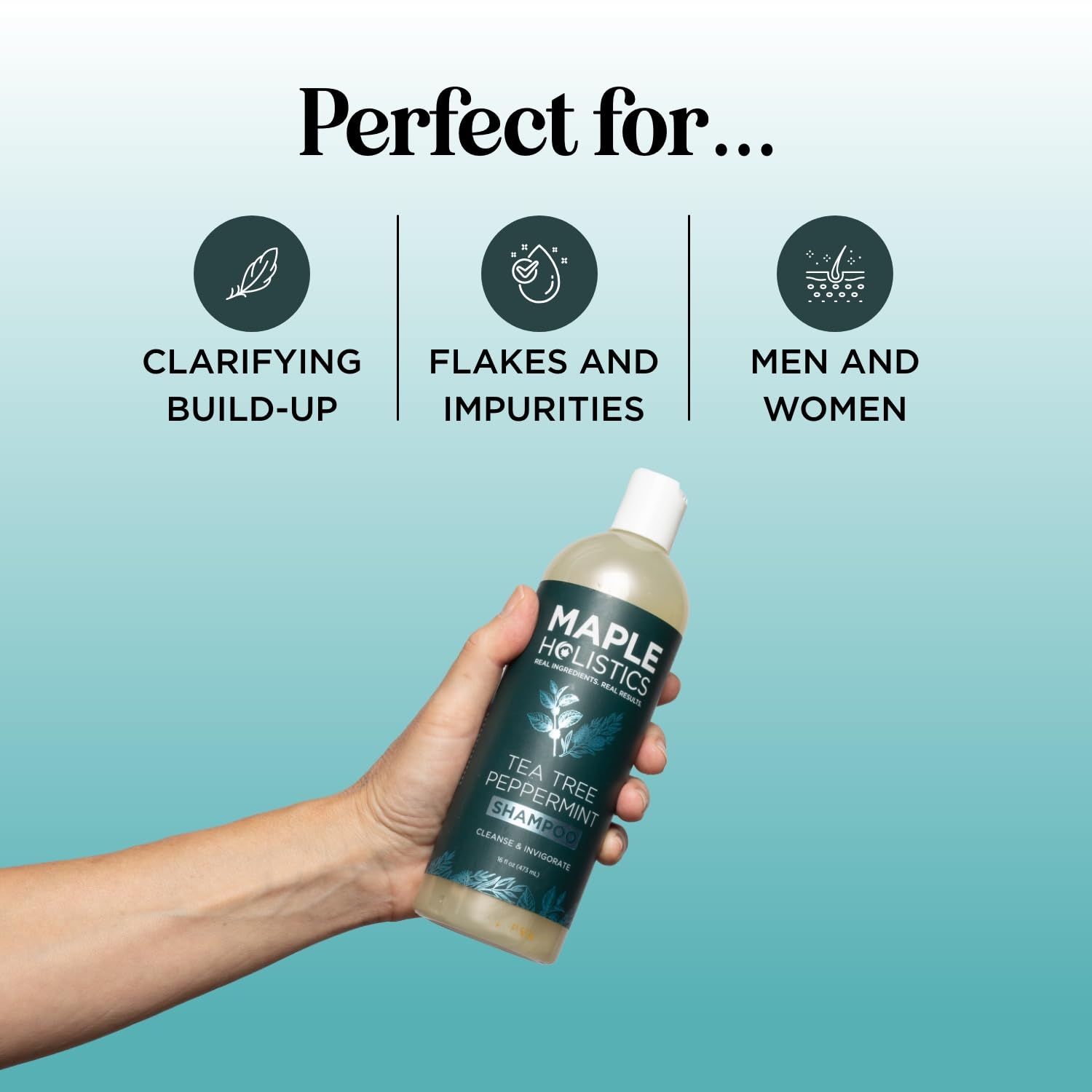Maple Holistics Shampoing romarin-arbre-a-the-menthe-purifiant: élimine les résidus et buildup