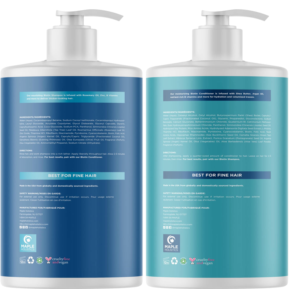 Maple Holistics Shampoing Romarin Biotine – format généreux 32 oz, routine durable