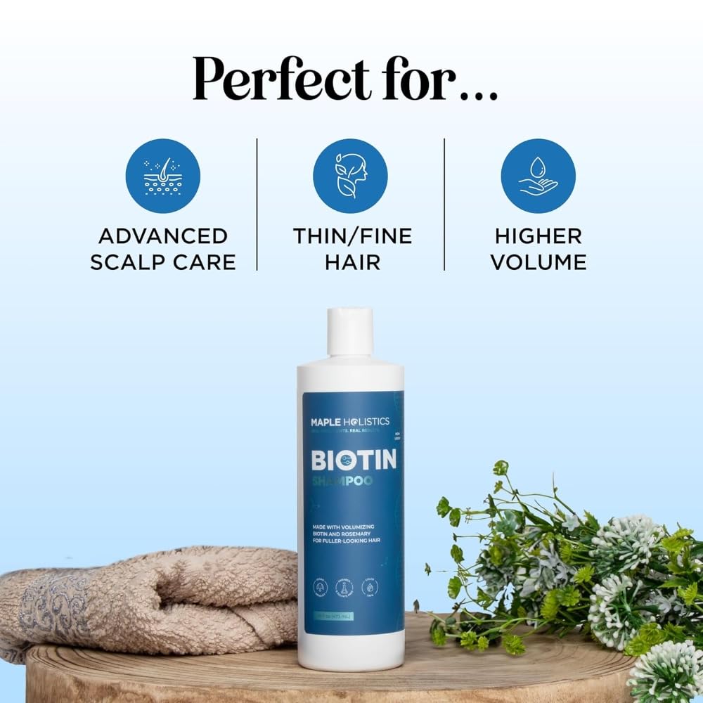 Maple Holistics Shampoing romarin et biotine – ingrédients naturels pour routine douce.