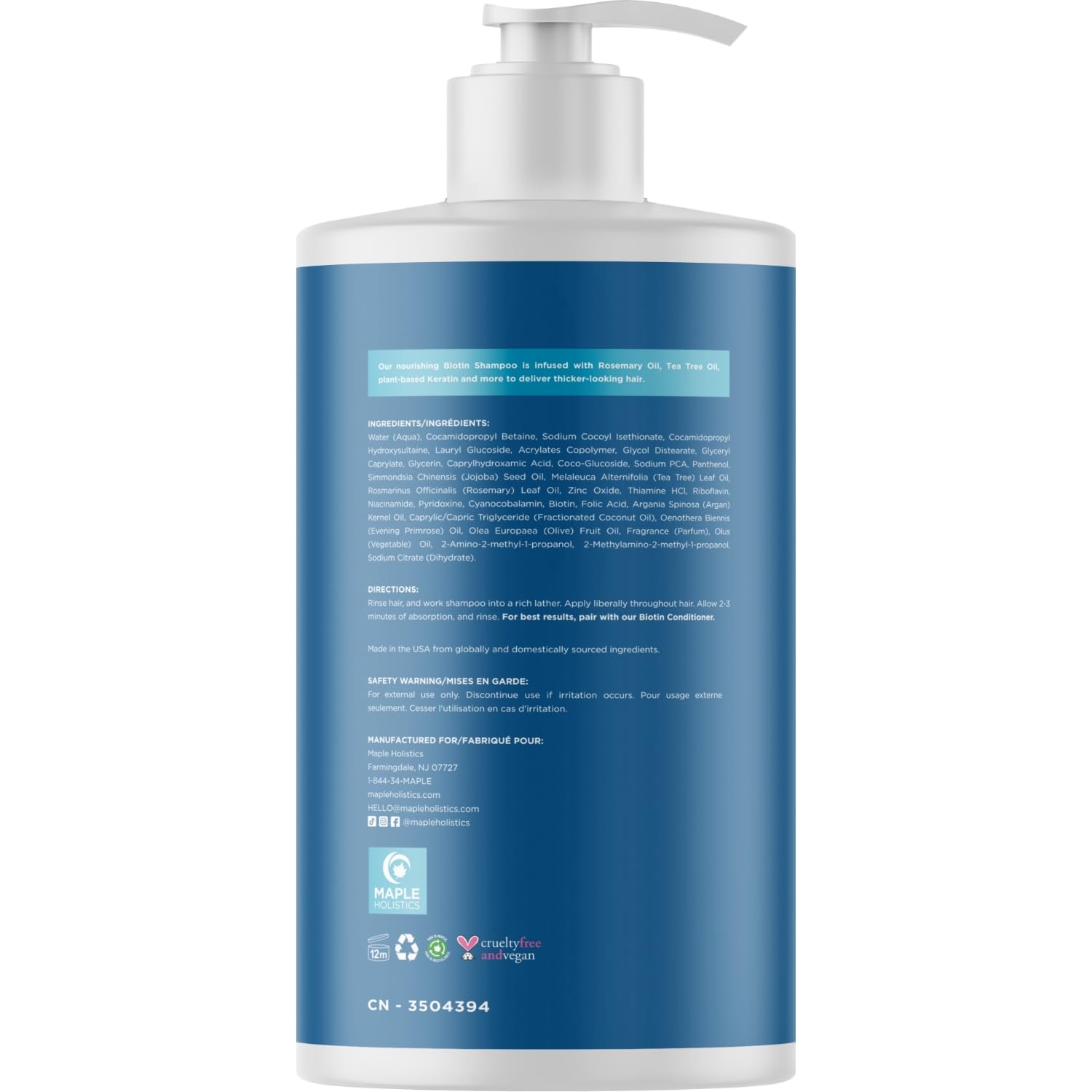 Texture crème et mousse légère du Shampoing Romarin Biotine Maple Holistics.