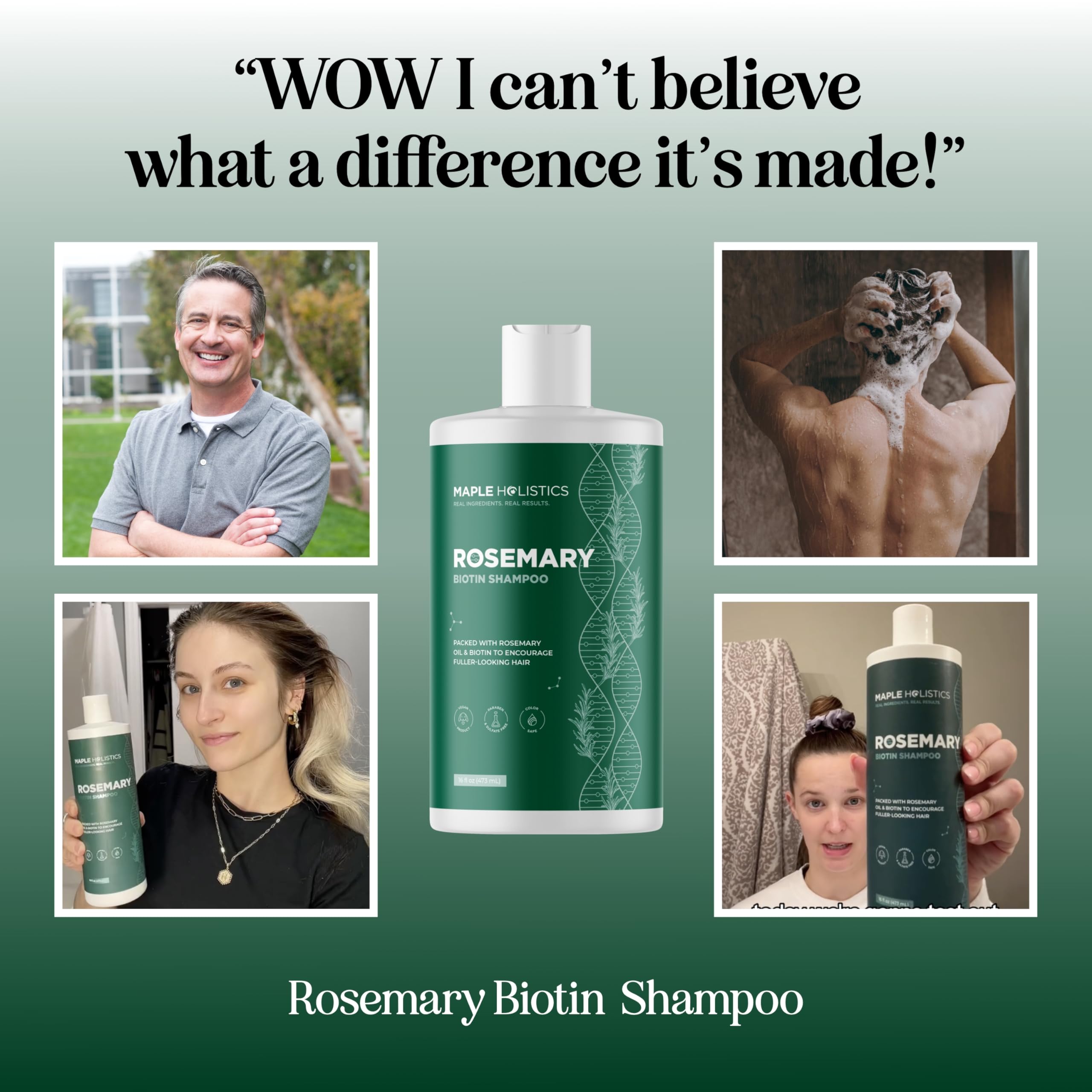 Cheveux fins avant-après: volume amélioré avec le shampooing Maple Holistics.
