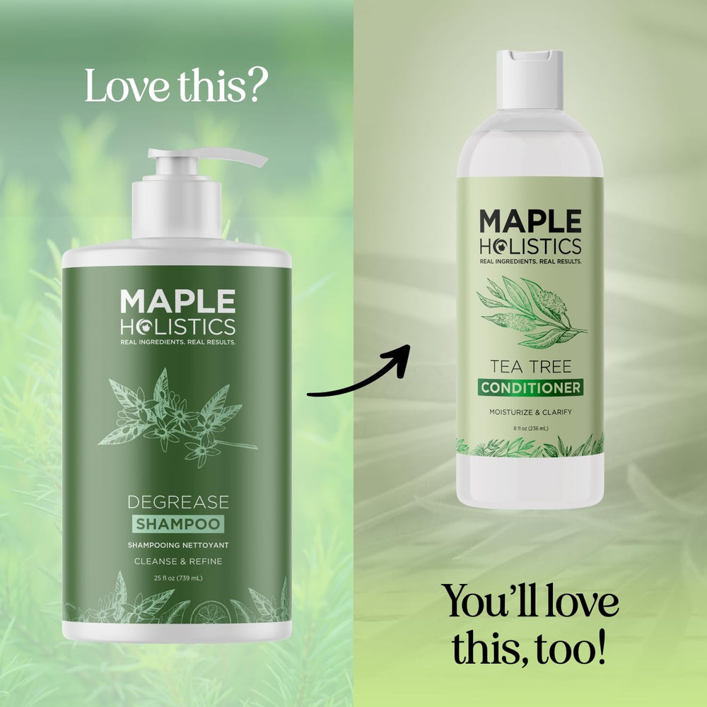Maple Holistics shampooing basilic, rafraîchit les cheveux et stimule les sens.