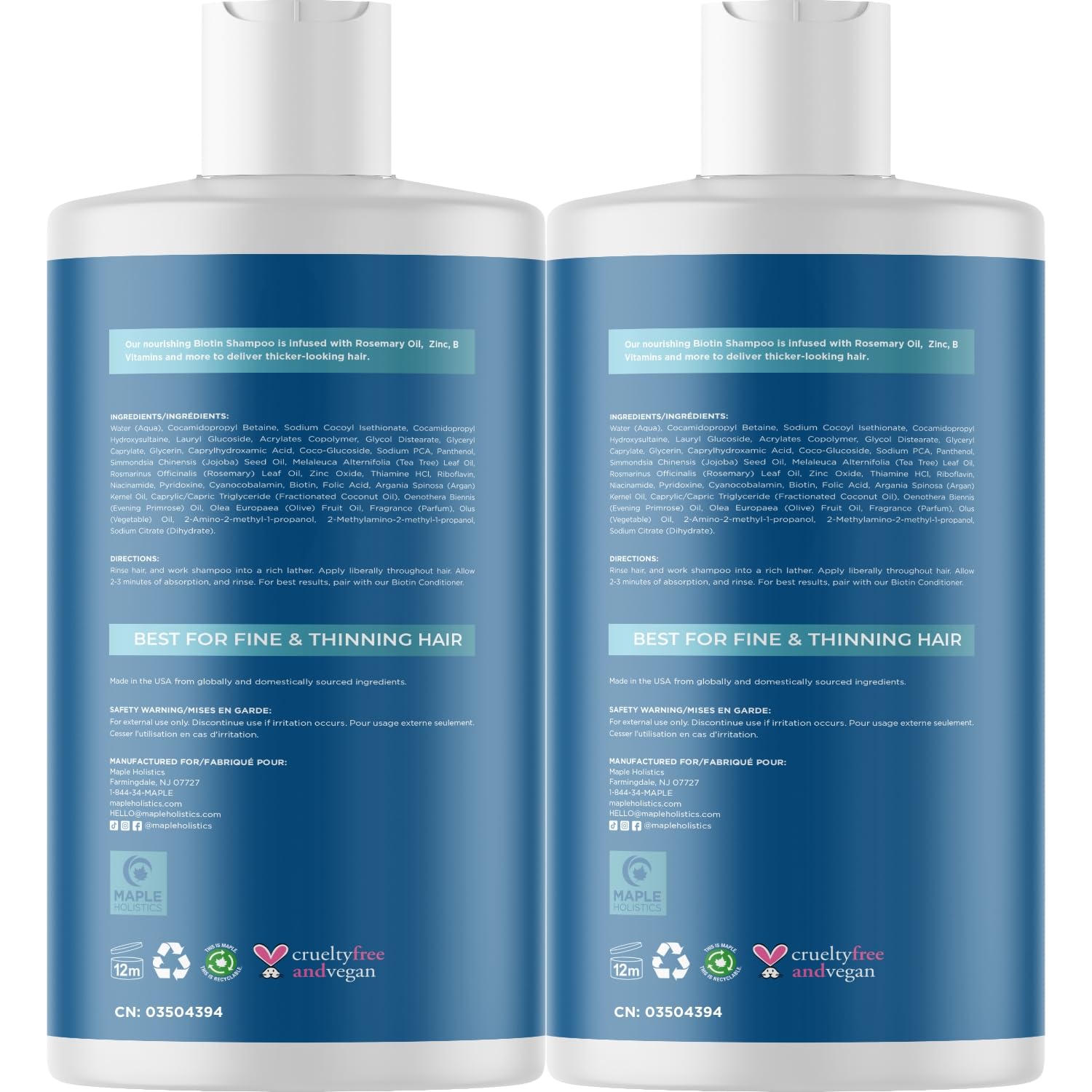 Texture crèmeuse du shampooing Maple Holistics dans un flacon pratique.
