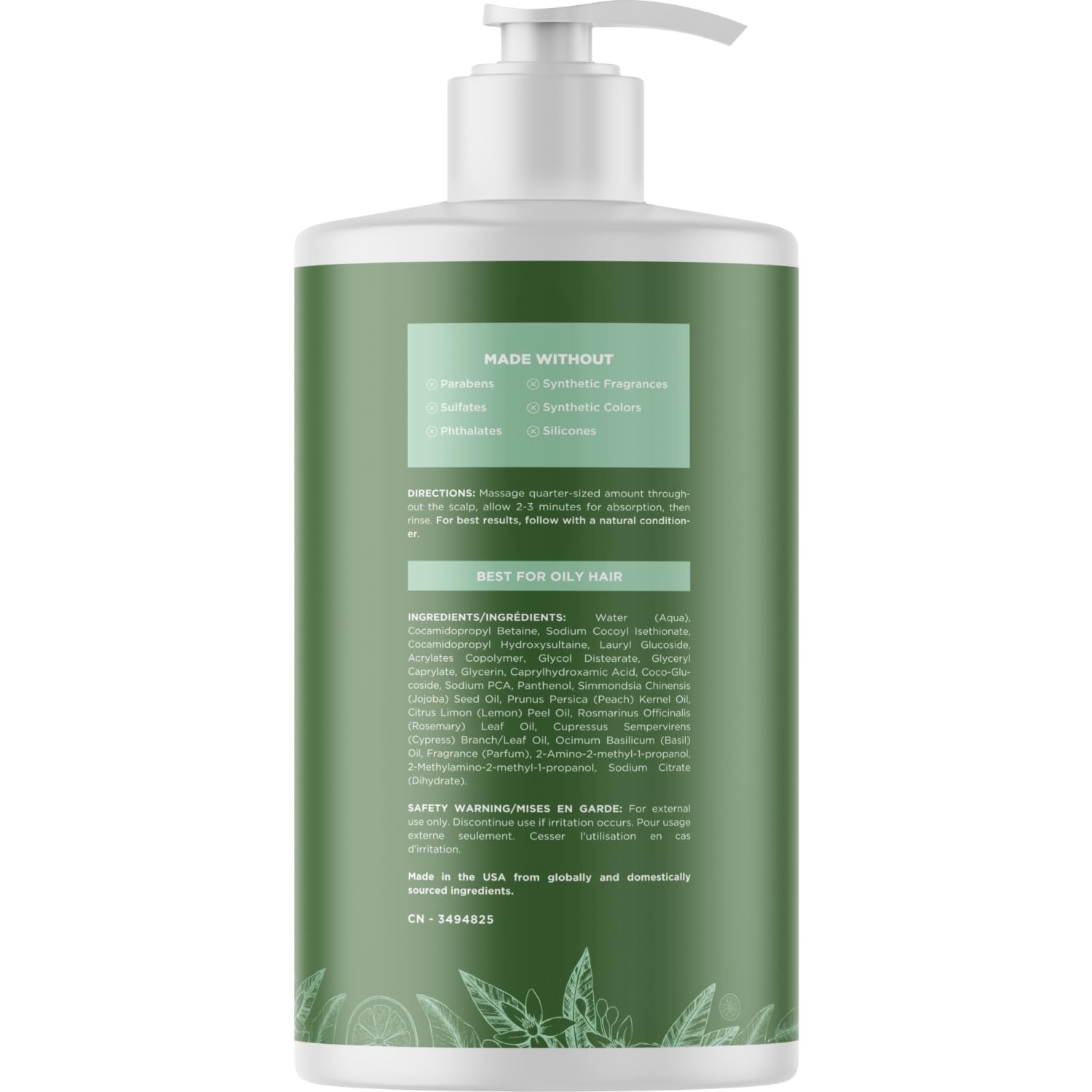 Maple Holistics shampooing romarin, revitalise le cuir chevelu et apporte fraîcheur.