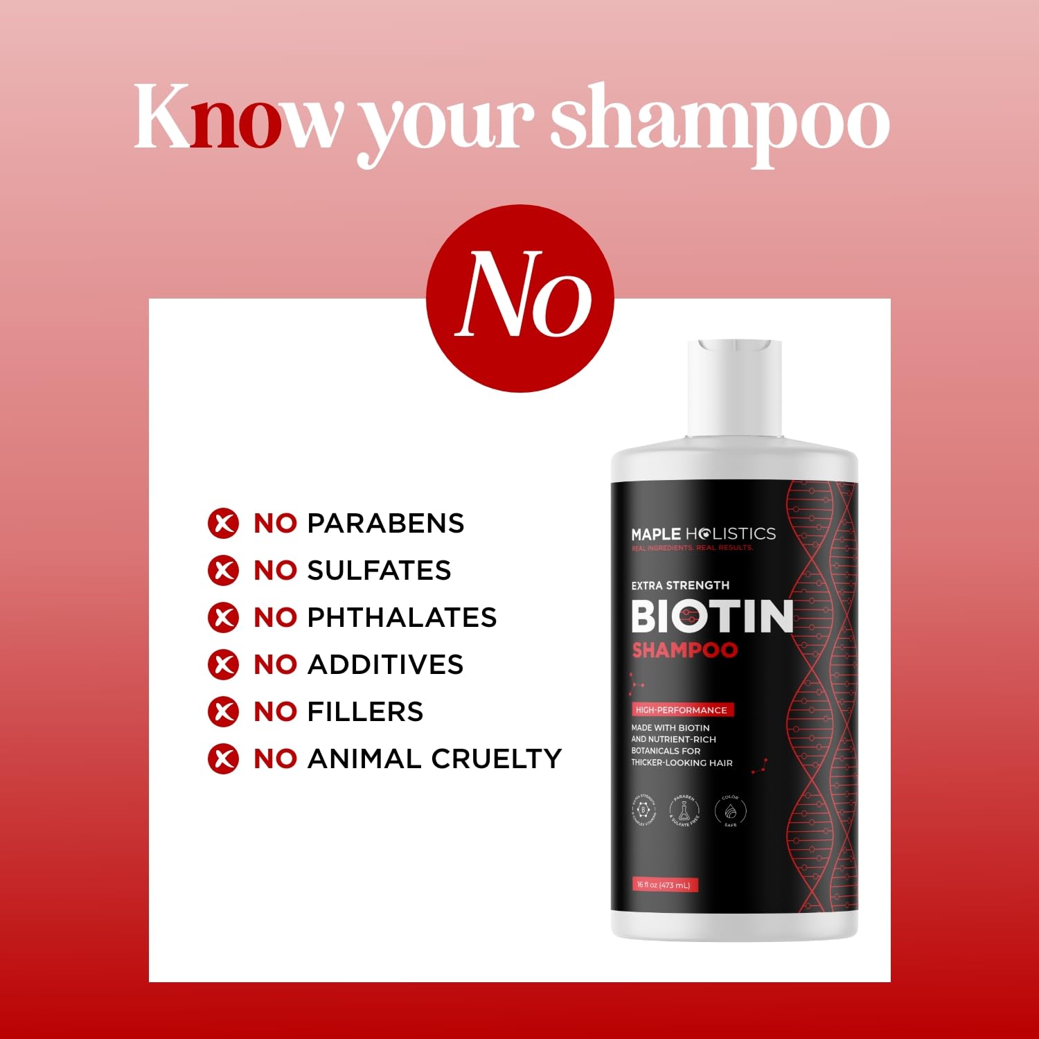 Texture crème onctueuse du Shampoing Ultra Biotine Maple Holistics pour une application douce.