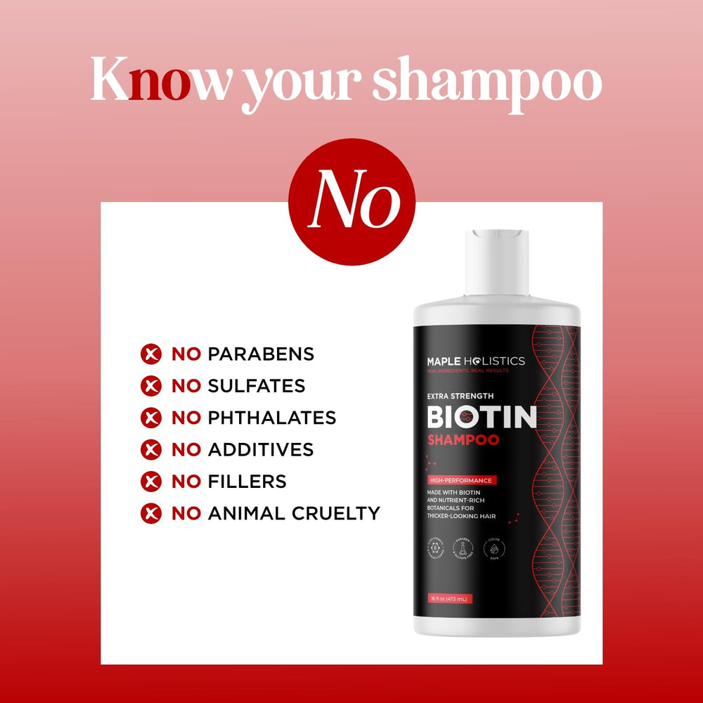 Texture crème onctueuse du Shampoing Ultra Biotine Maple Holistics pour une application douce.