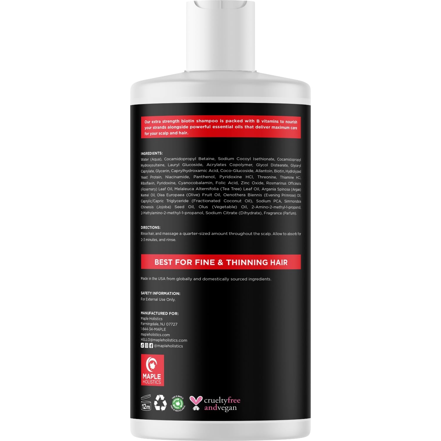 Maple Holistics, zinc pour cuir chevelu équilibré et sensation rafraîchissante.