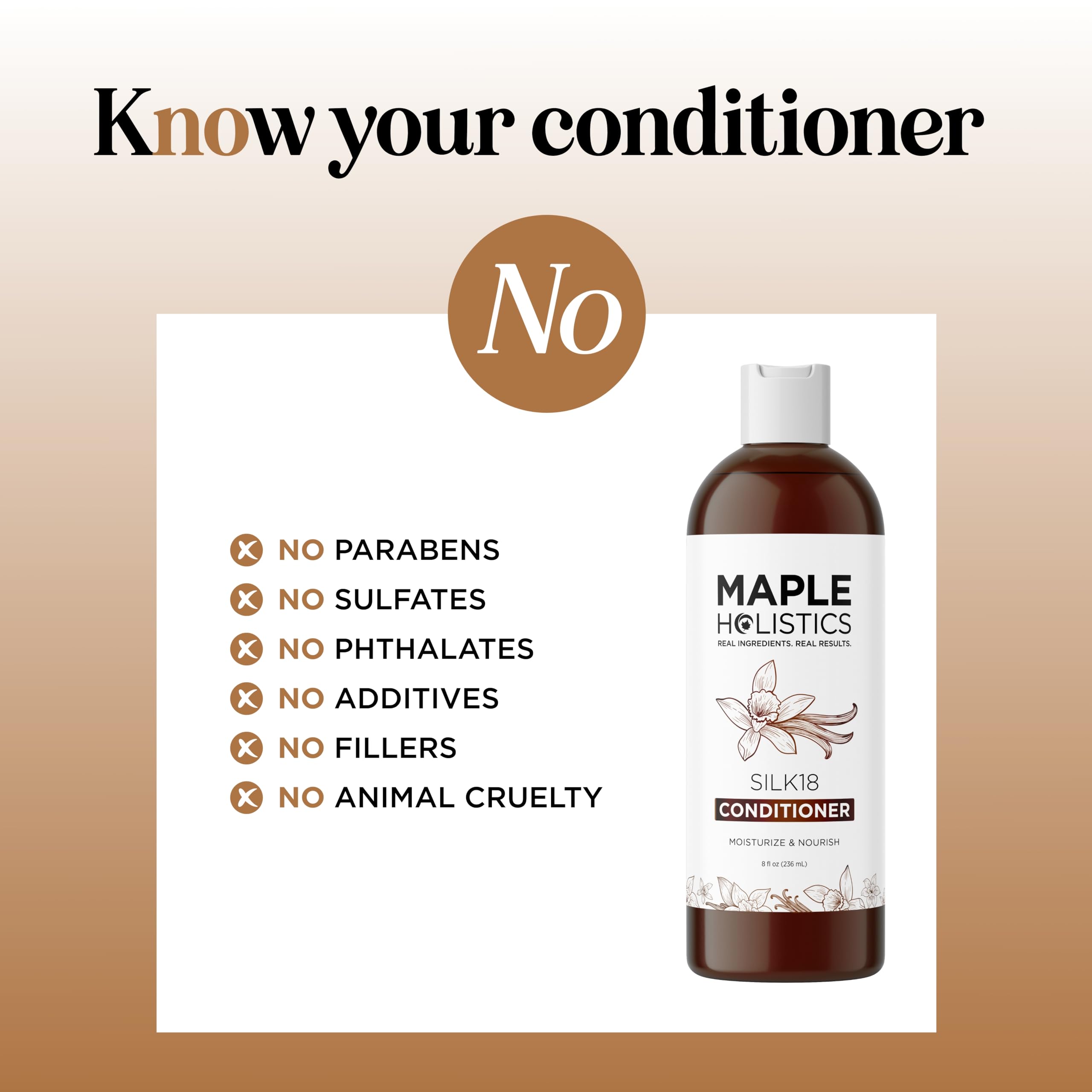 Maple Holistics Silk18 – huile de jojoba et thé vert pour brillance.