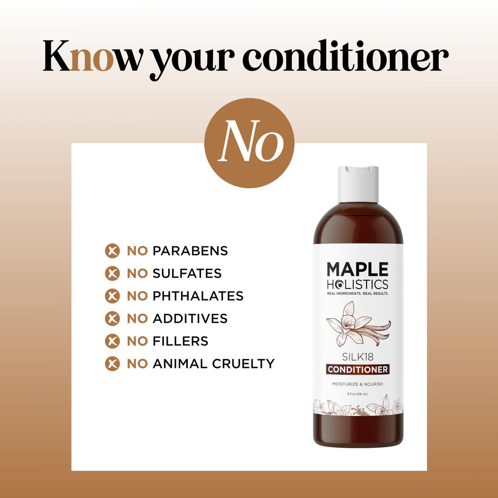 Maple Holistics Silk18 – huile de jojoba et thé vert pour brillance.