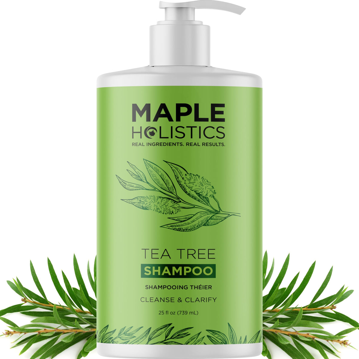 Maple Holistics Shampoing à l arbre à thé: bouteille claire et purification efficace