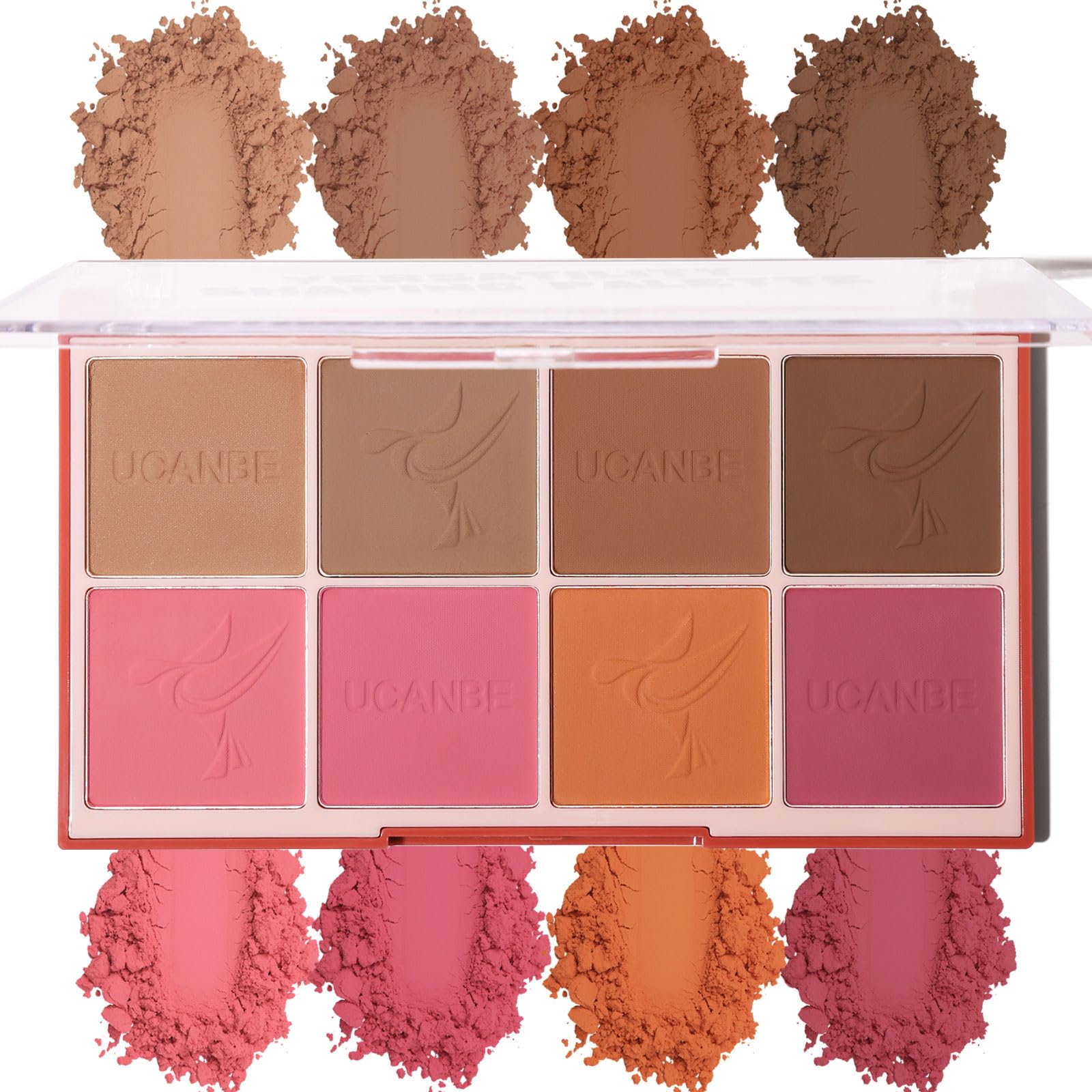 MARBUROLY palette 8 couleurs – blush et bronzer pour un éclat naturel.
