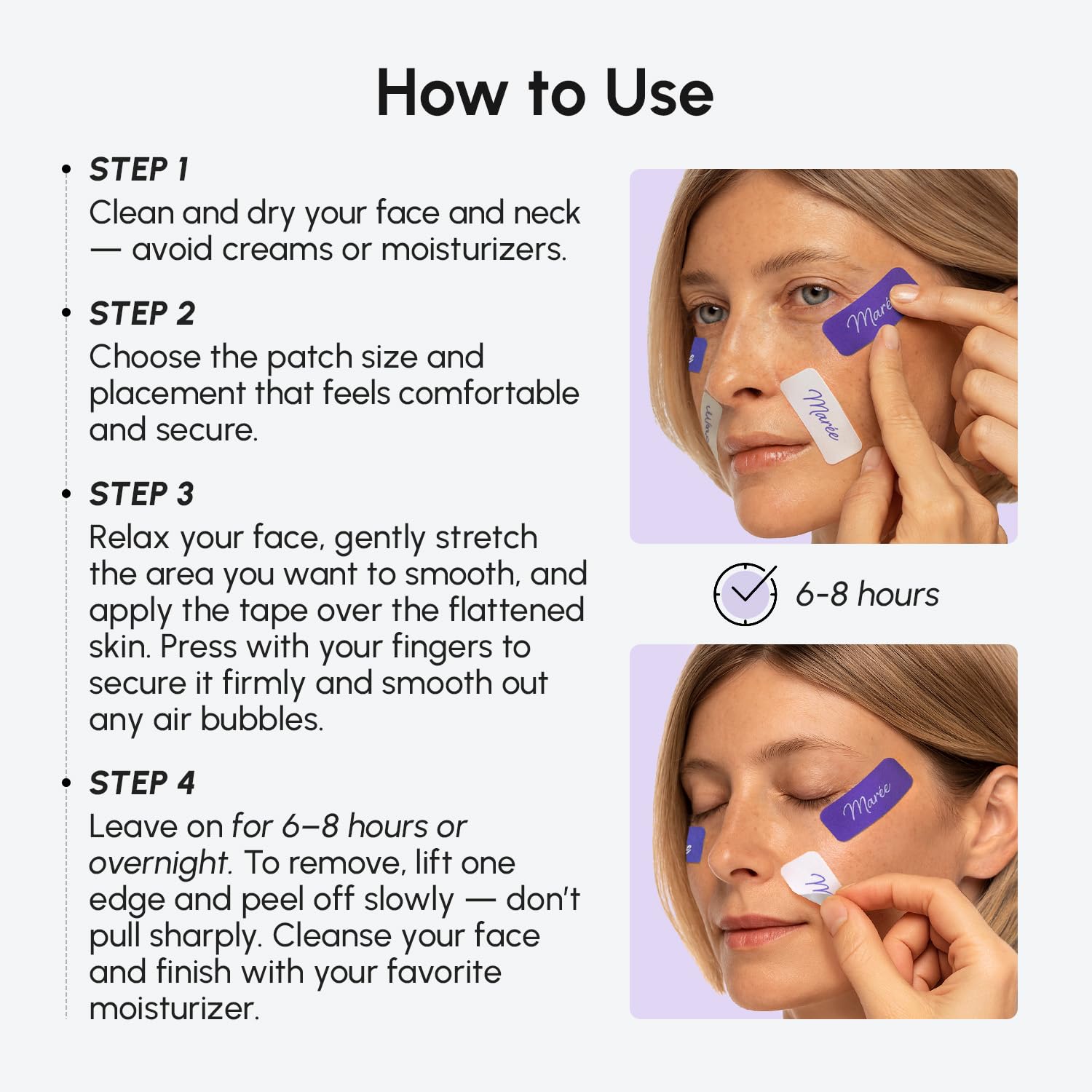 MAREE Face Lift Tape – patch cou pour un maintien discret pendant la nuit.