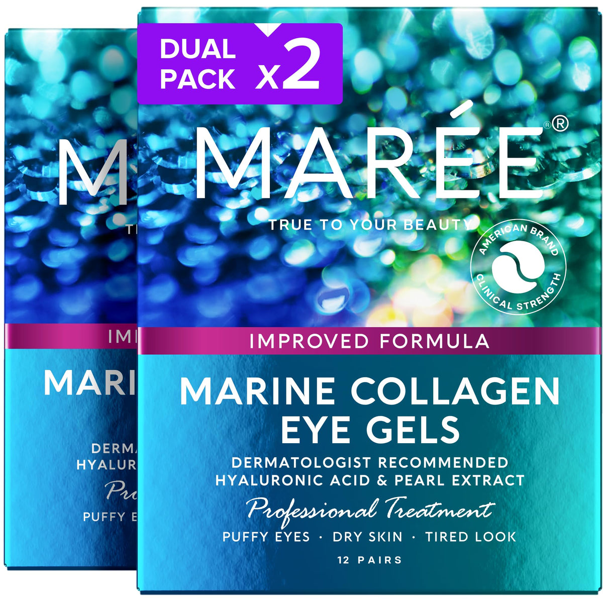 Patchs MAREE Yeux hydratants appliqués sous les yeux pour une sensation de fraîcheur