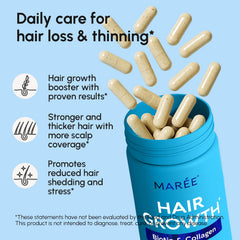 MAREE: emballage-boîte reflète un soin haut de gamme pour des cheveux forts.