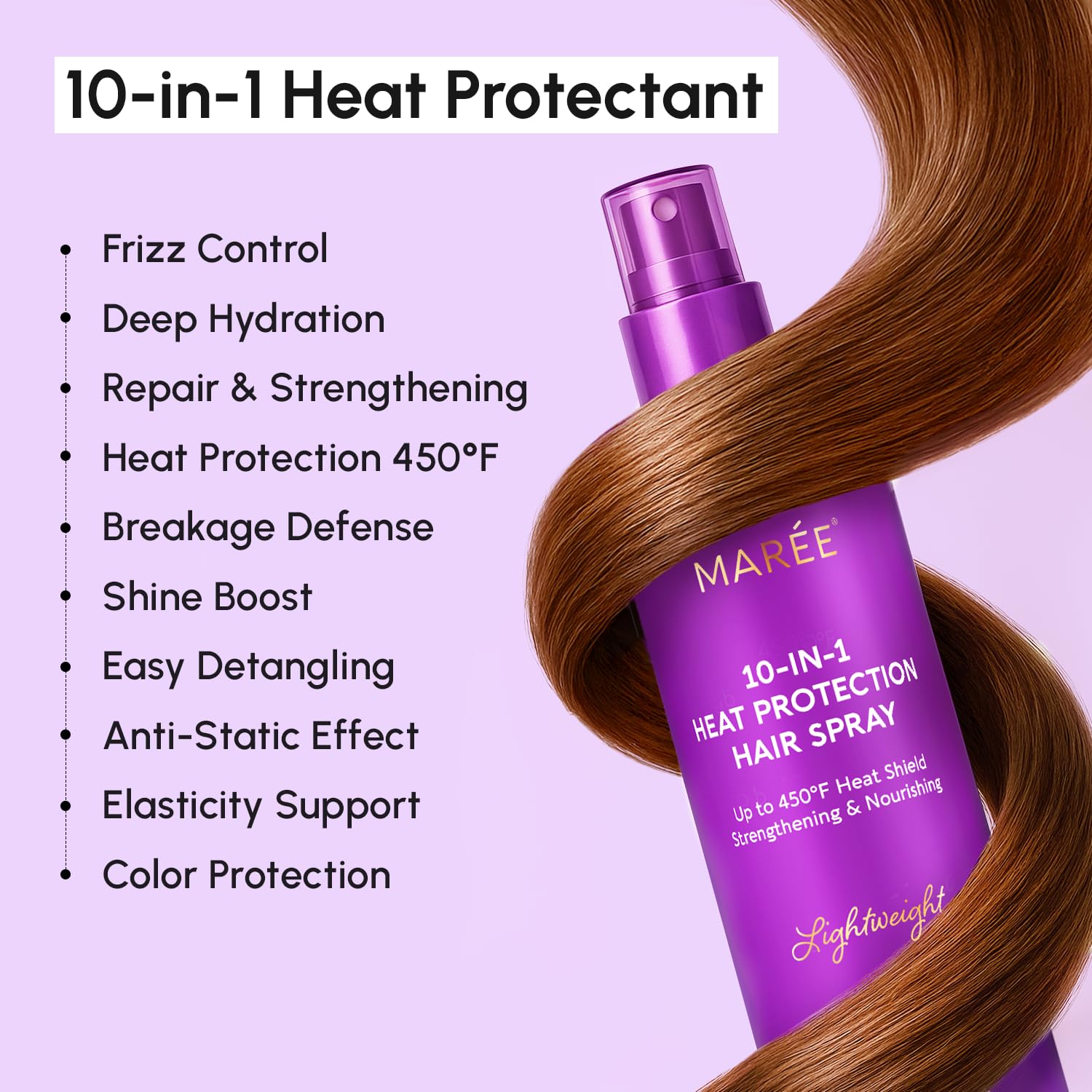 Keratin, collagen and argan oil formula in MAREE spray