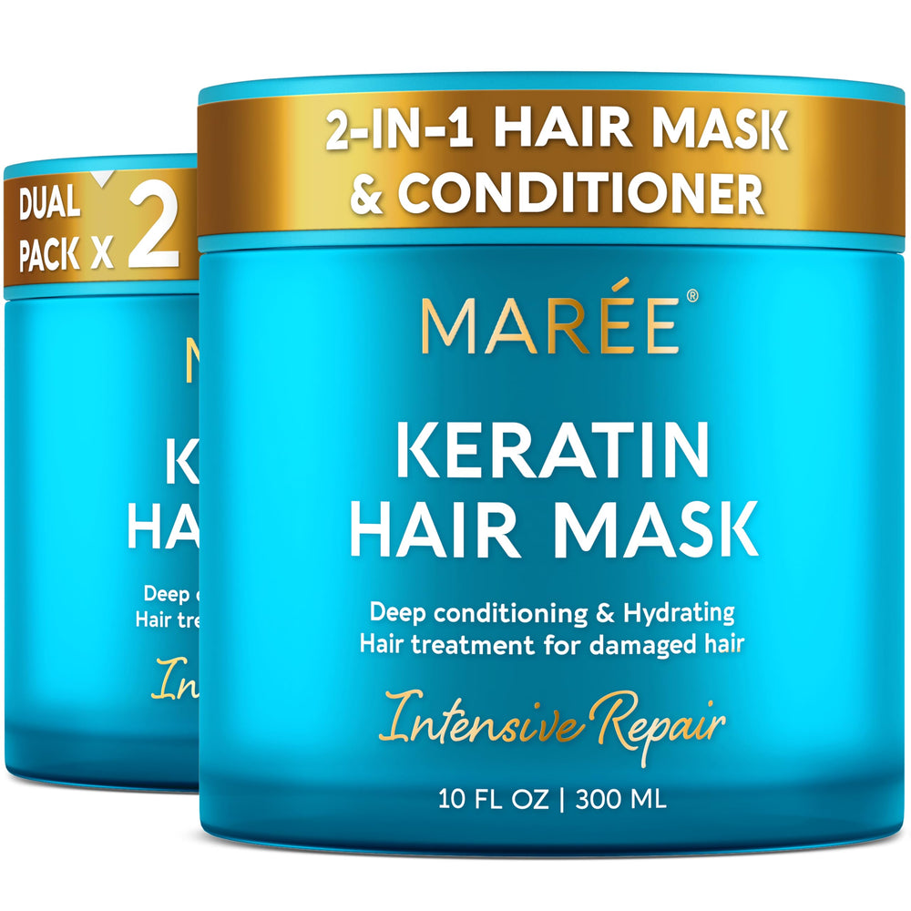 MAREE Masque capillaire profond – image bouteille, hydratation et réparation possibles.