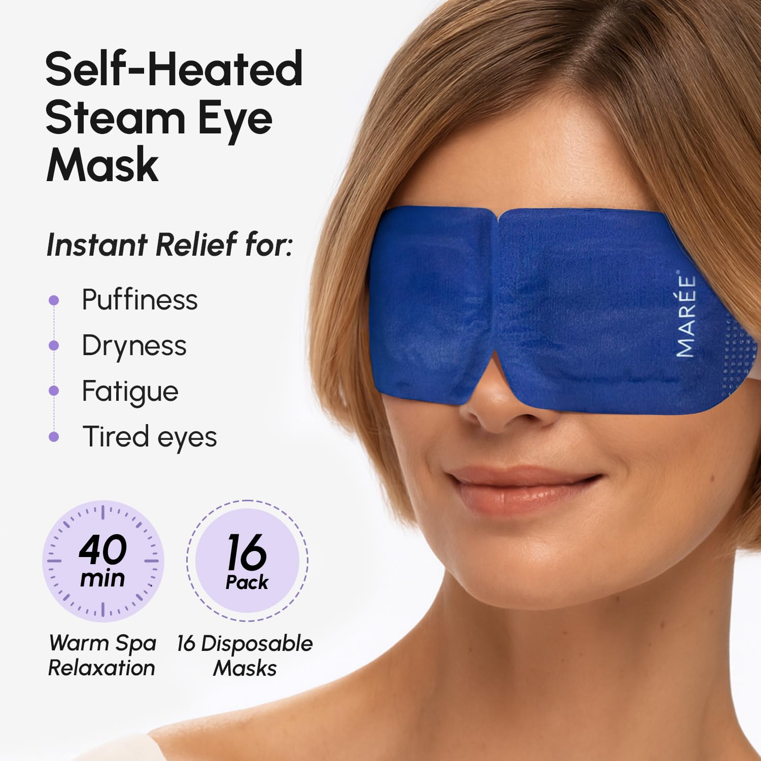 MAREE masque yeux chaud lavande – utilisation rituel quotidien pour douceur autour des yeux.