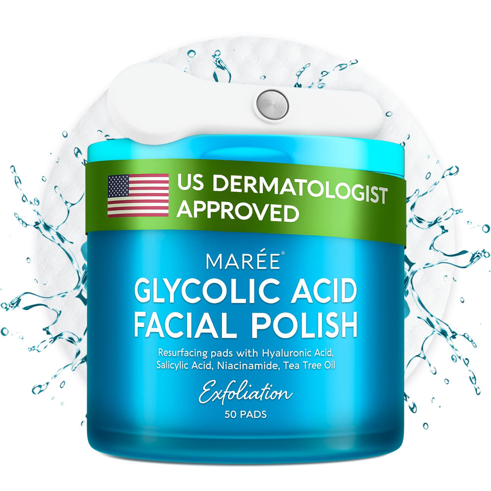 MARÉE Tampons glycoliques visage, exfoliation douce et peau lumineuse.
