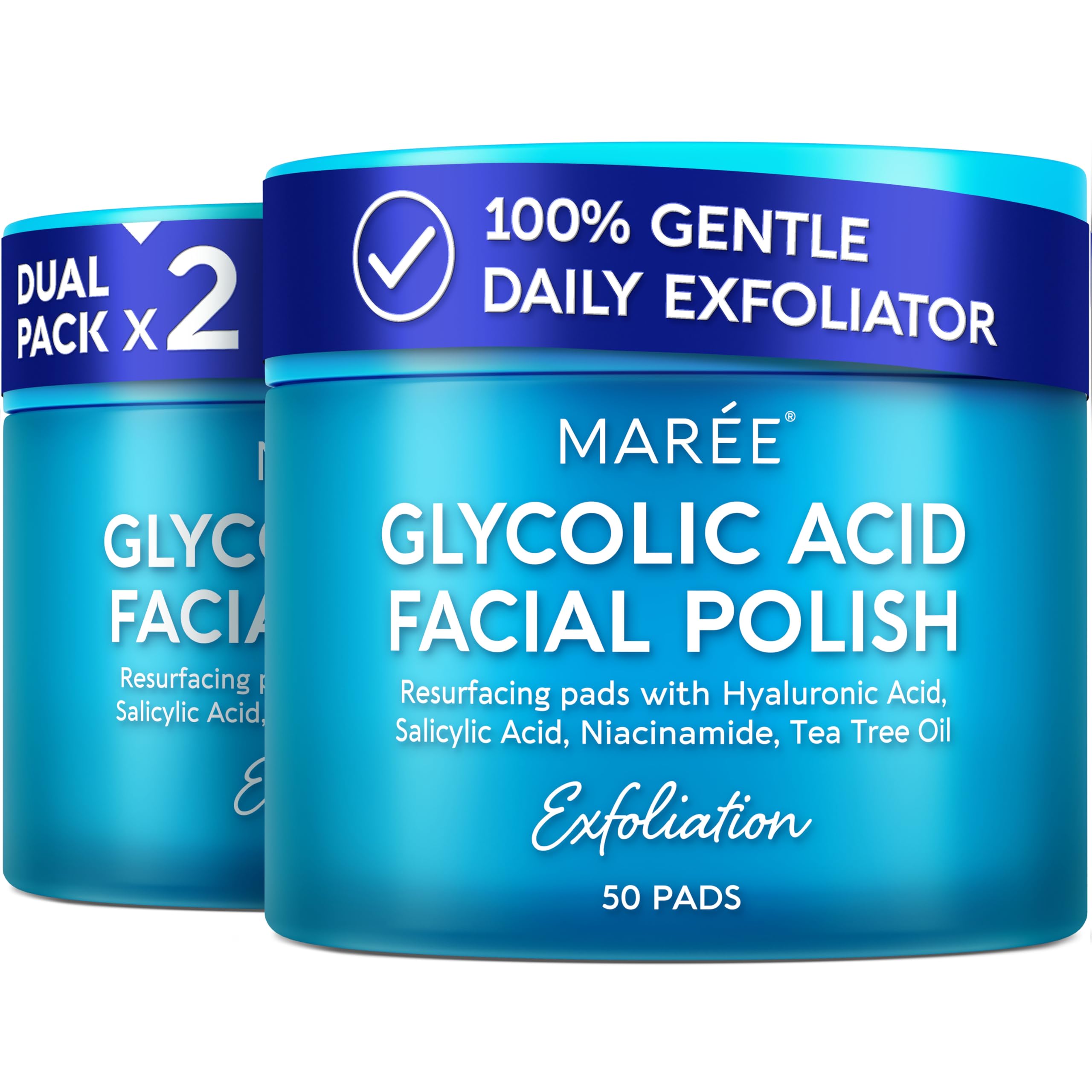 Tampons MARÉE exfoliants acide glycolique sur visage pour un éclat doux