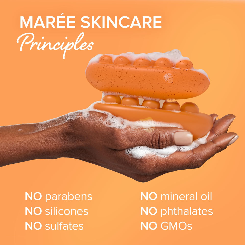 MAREE savon acide kojique curcuma texture mousse corps – soin quotidien.