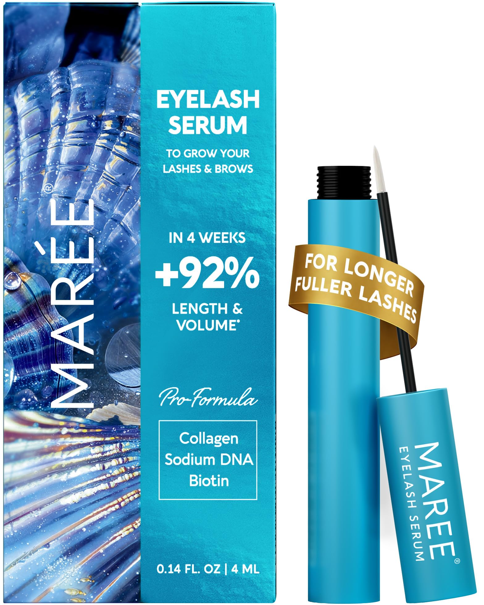 MAREE Sérum Cils - Brosse Appliquée: application facile et ciblée sur la ligne des cils.