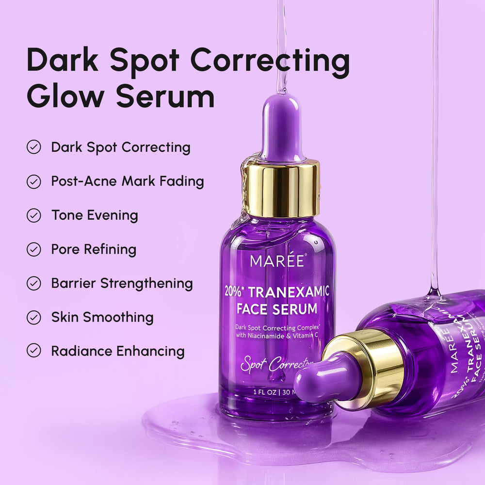Sérum MAREE, ingrédients Niacinamide et Vitamin C pour éclaircir.